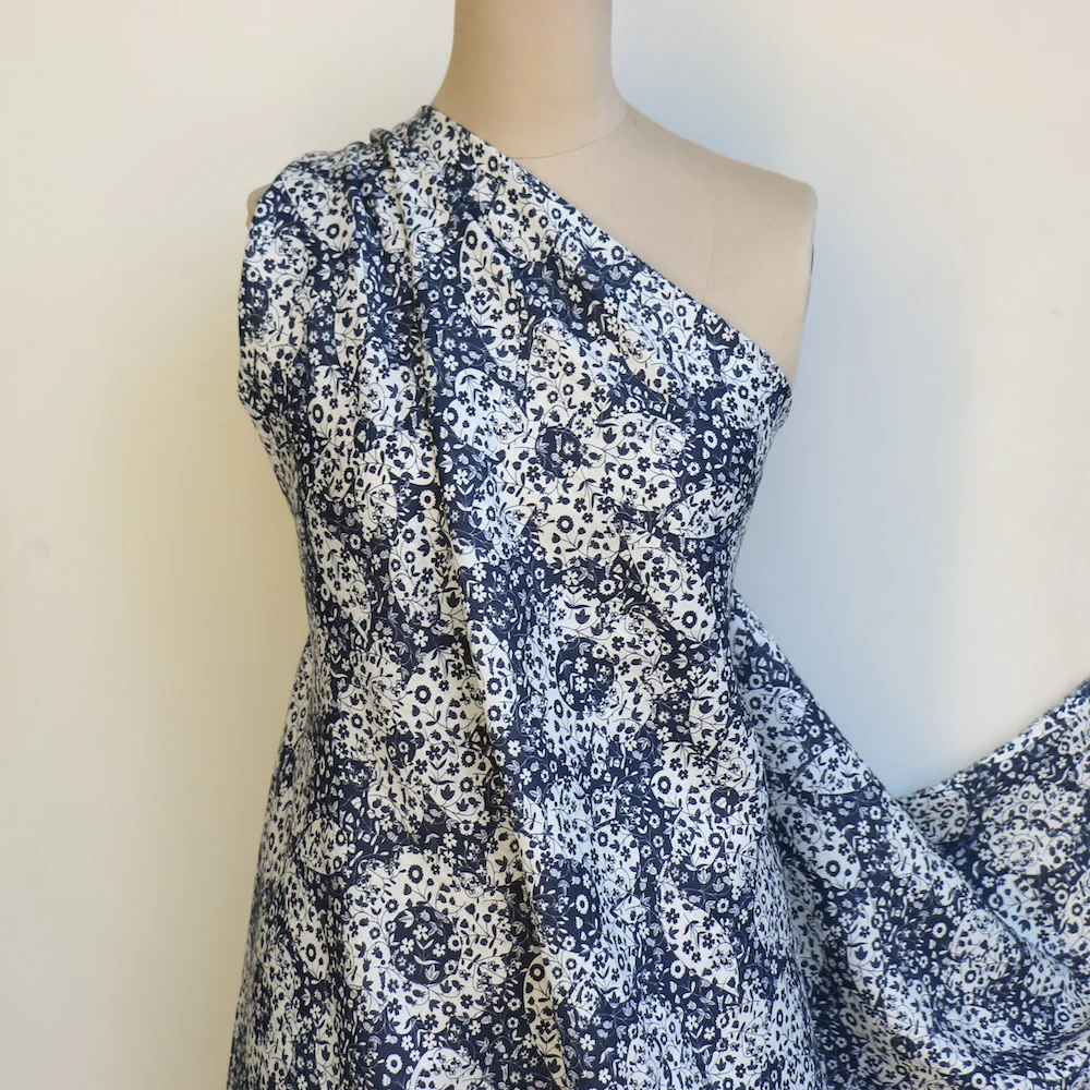 Mirabelle Mono Navy - Liberty Sycamore Linen - Image 6