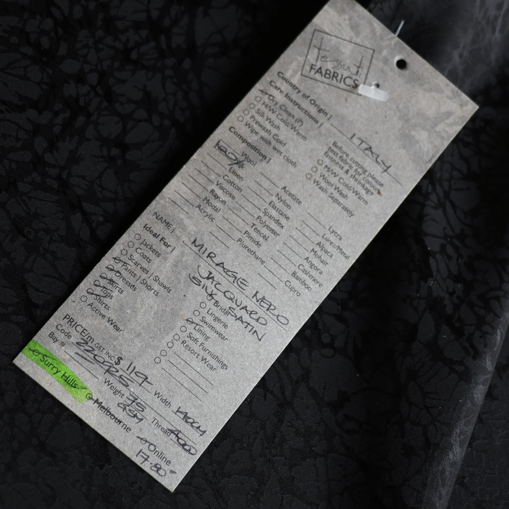 Mirage Nero Jacquard Silk Satin - Image 3
