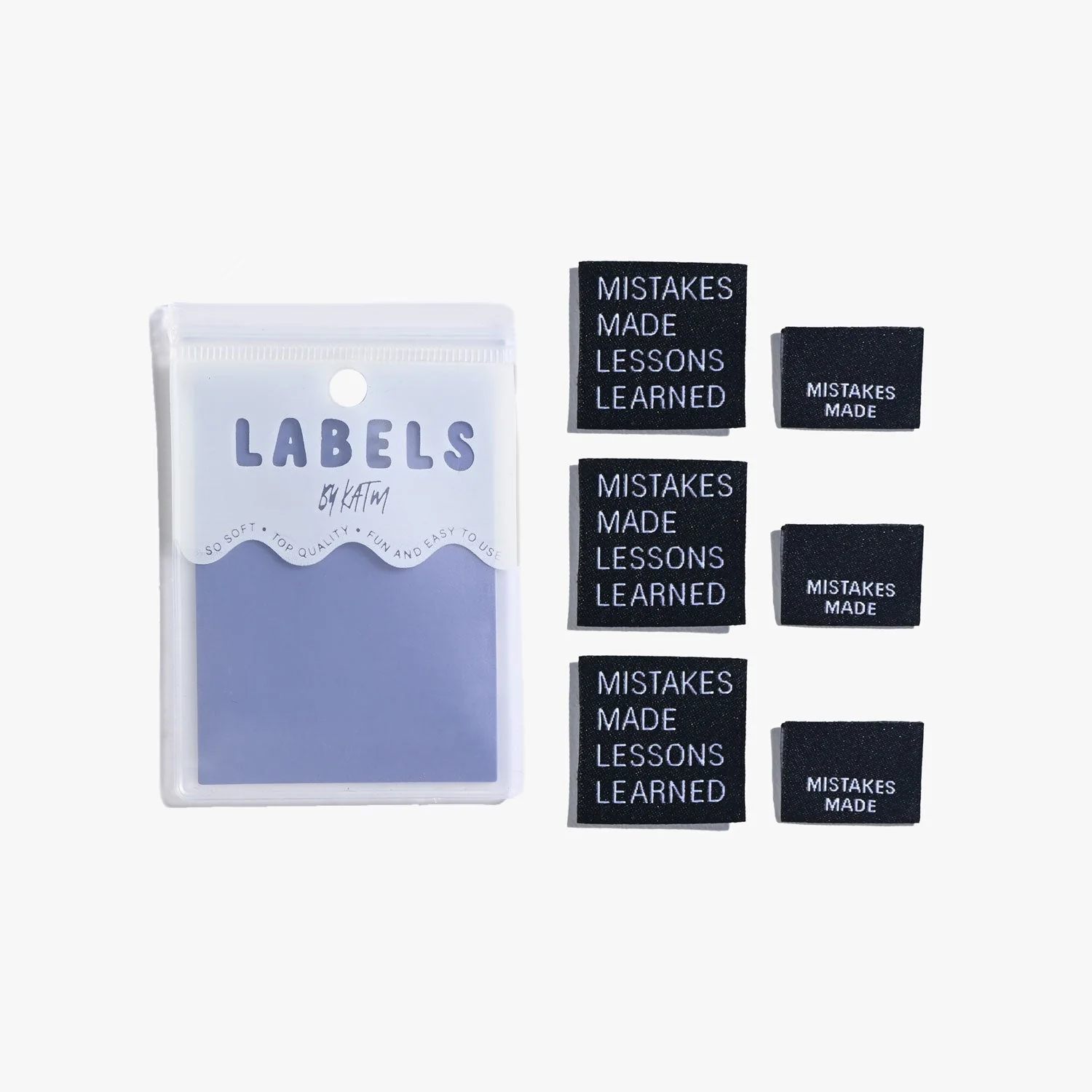 KATM Woven Labels - Mistakes Made Lessons Learned - Woven Sewing Labels 6 Pack - Image 4