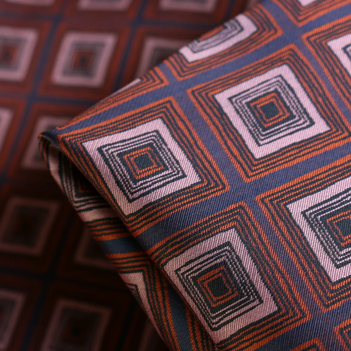 Miuccia Squares Coral/Navy Jacquard
