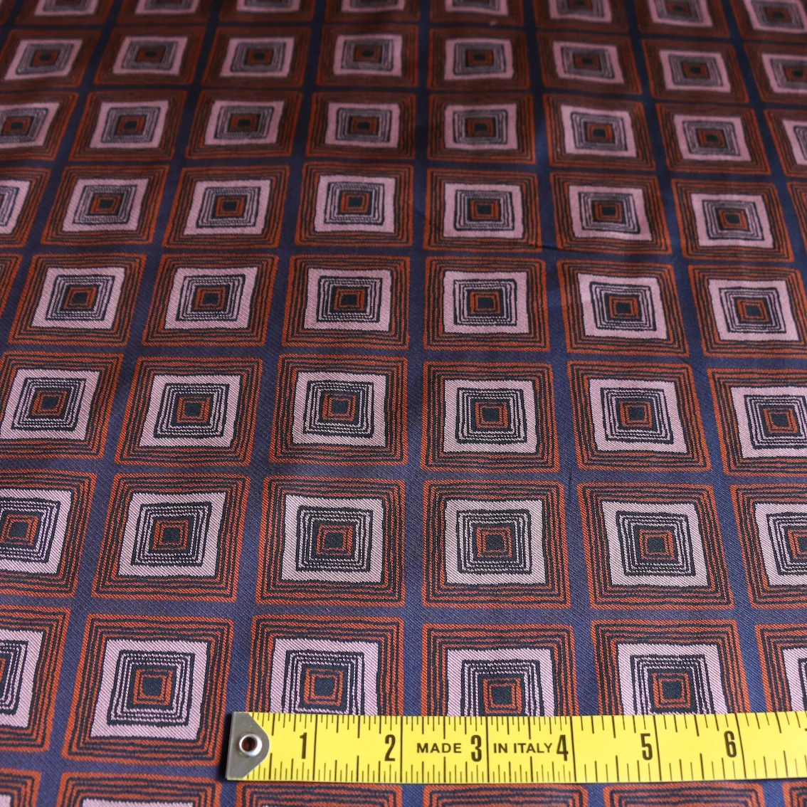 Miuccia Squares Coral/Navy Jacquard - Image 3