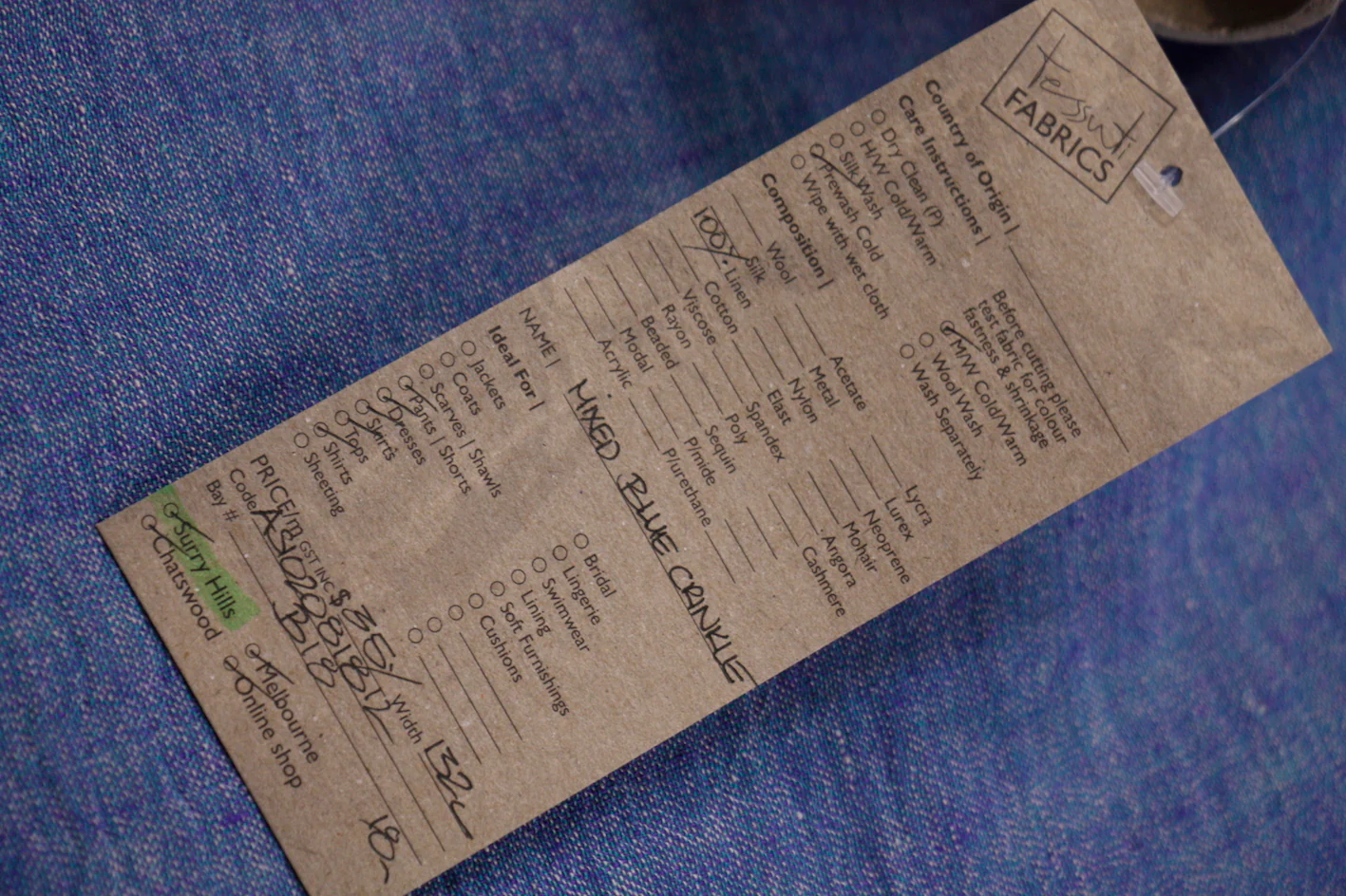 Mixed Blue Crinkle Linen - Image 3