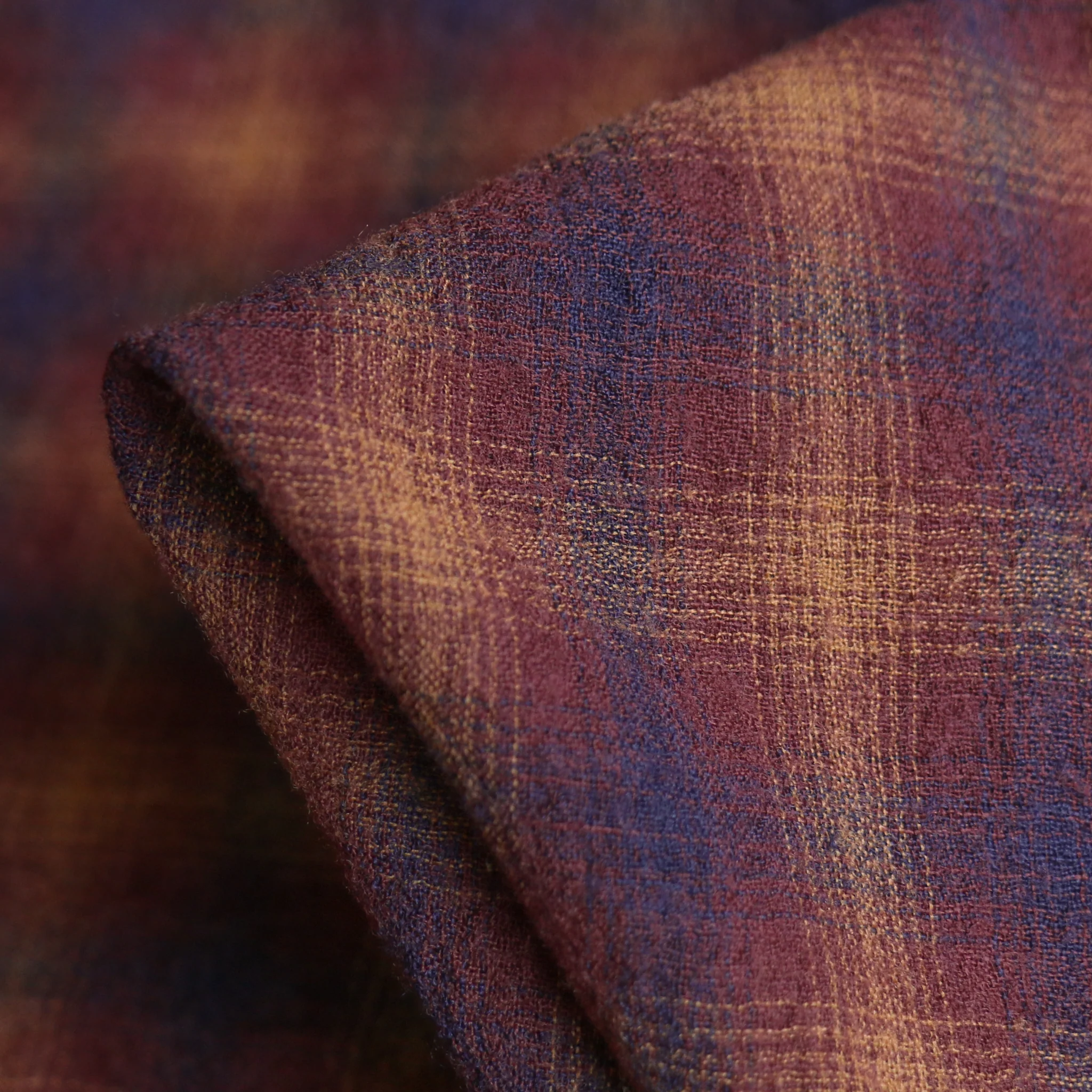 Miyuki Brown Wool Gauze Tartan