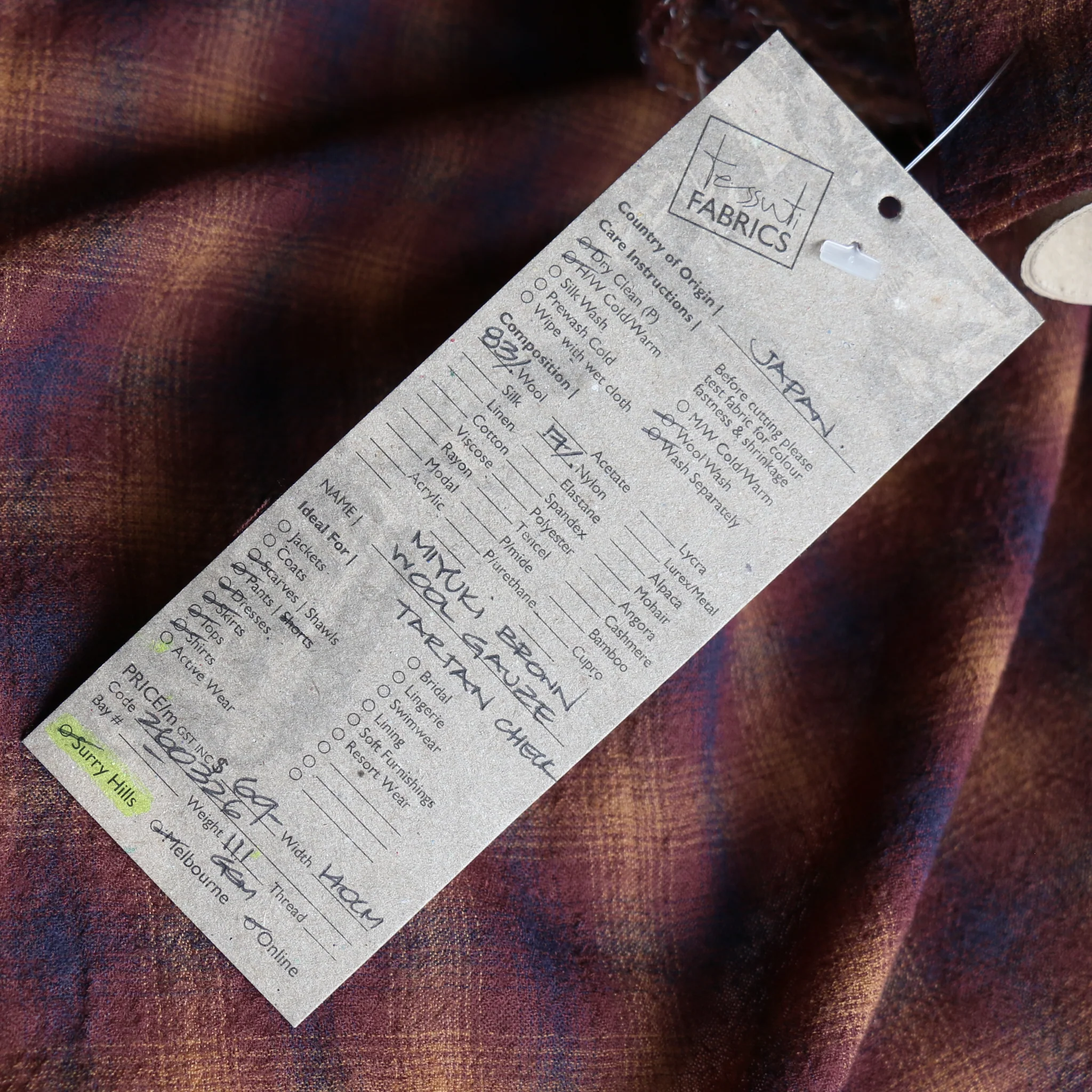 Miyuki Brown Wool Gauze Tartan - Image 4