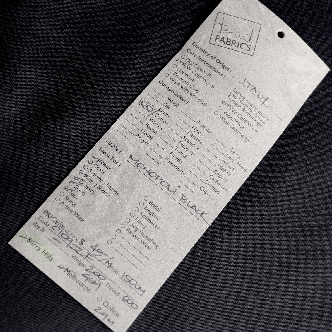 Monopoli Black Cotton Sateen - Image 3