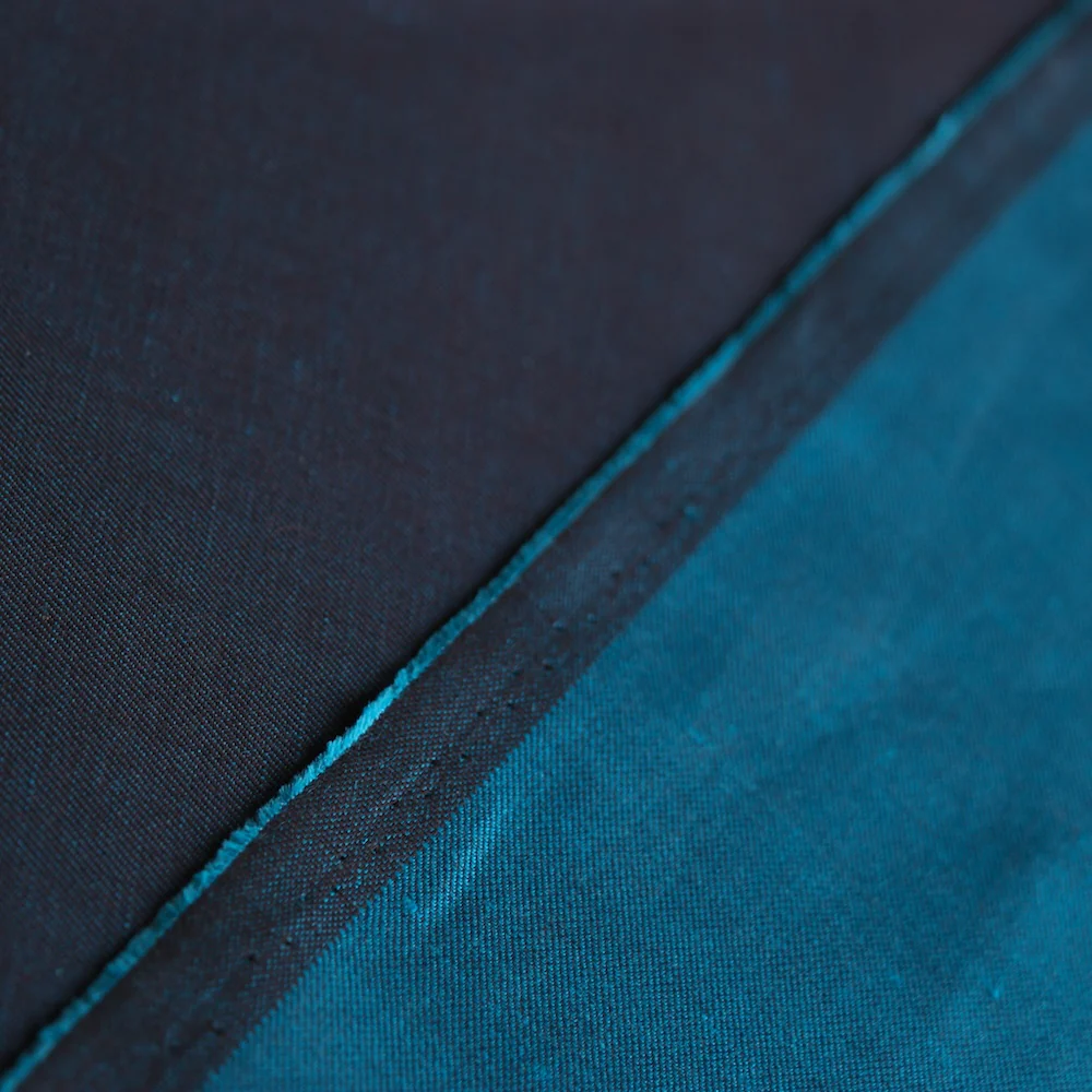 Monza Denim Teal/Chocolate - Cotton/Linen Denim - Image 3