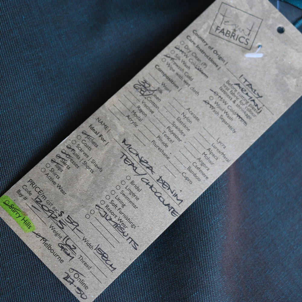Monza Denim Teal/Chocolate - Cotton/Linen Denim - Image 4