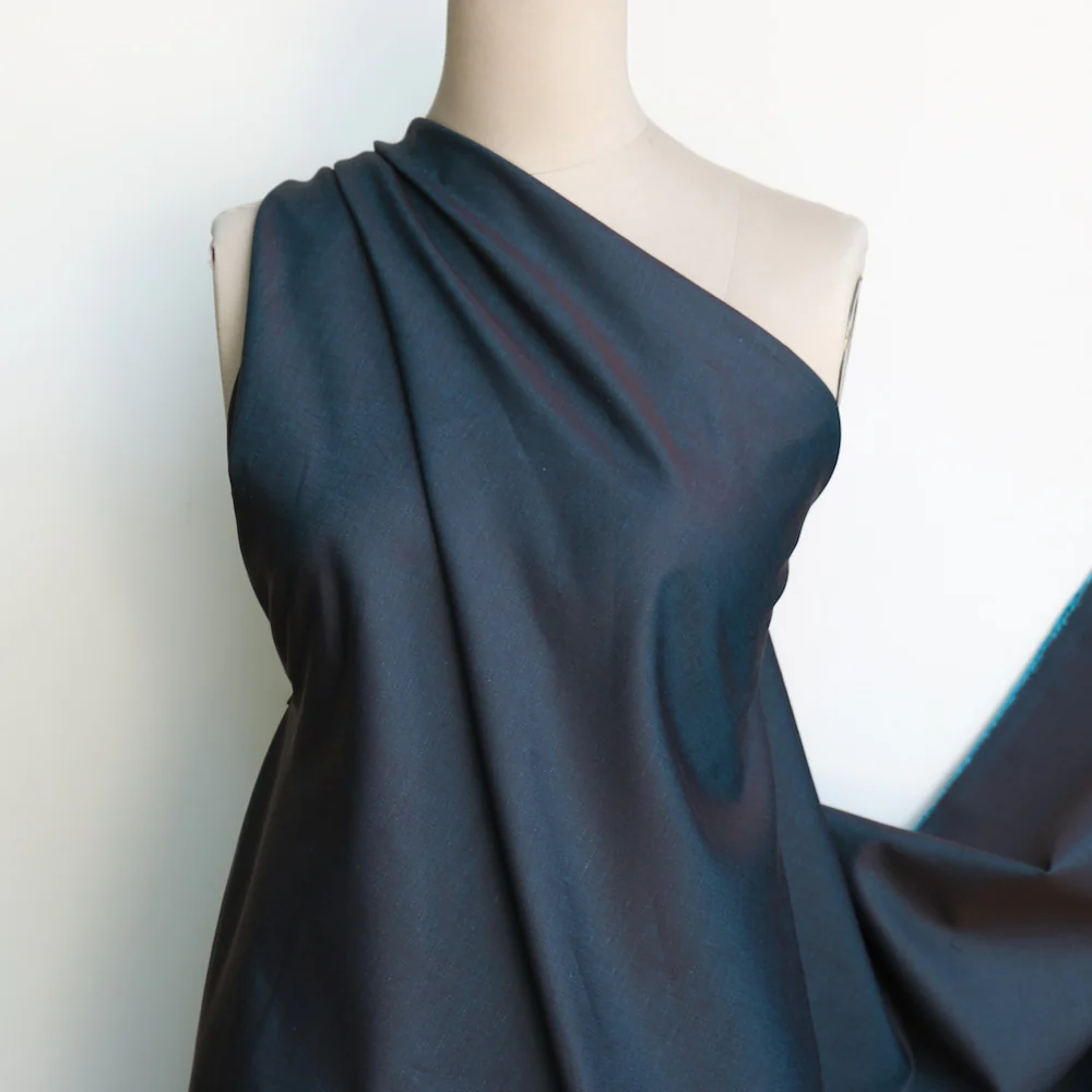 Monza Denim Teal/Chocolate - Cotton/Linen Denim - Image 5