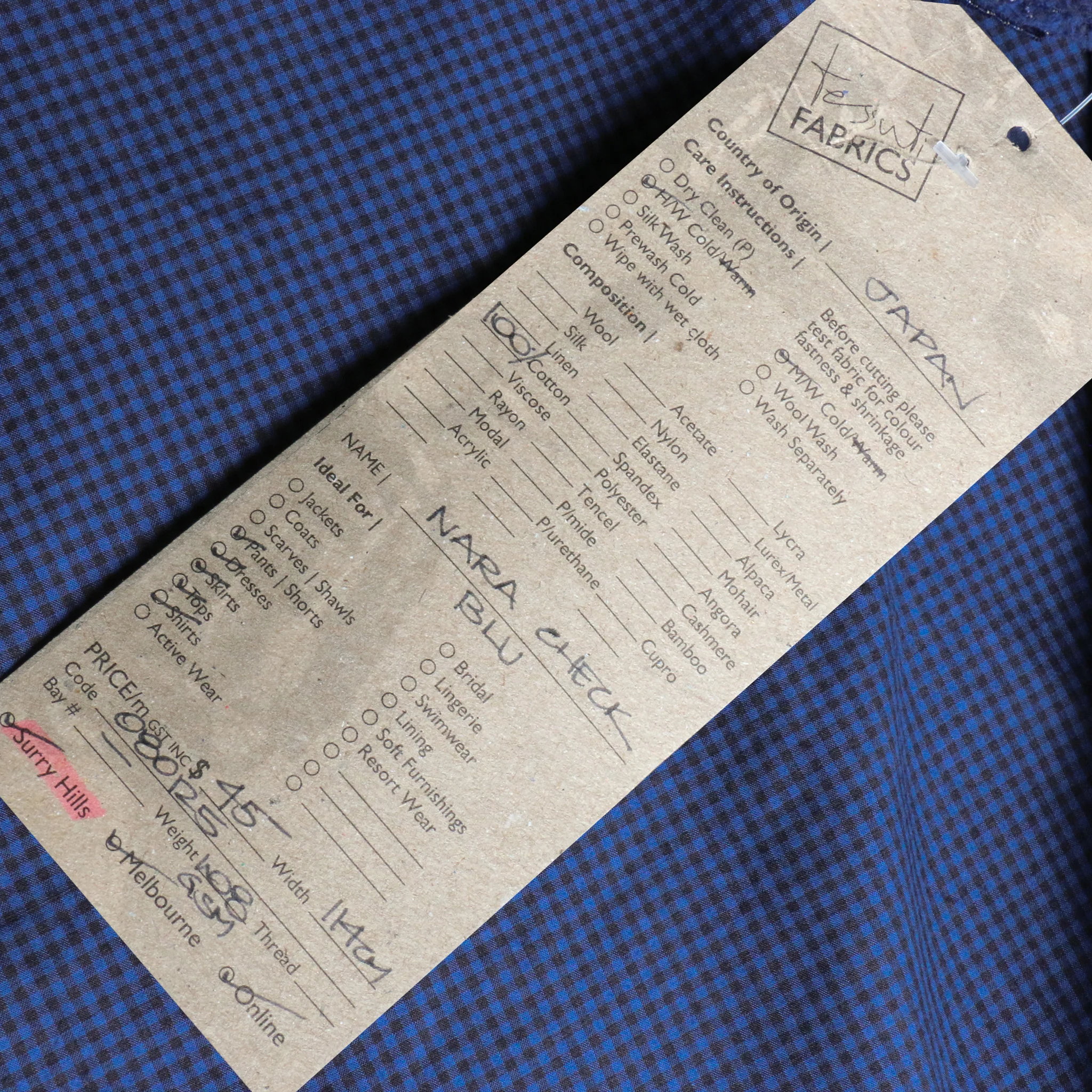 Nara Check Blu Poplin - Image 3