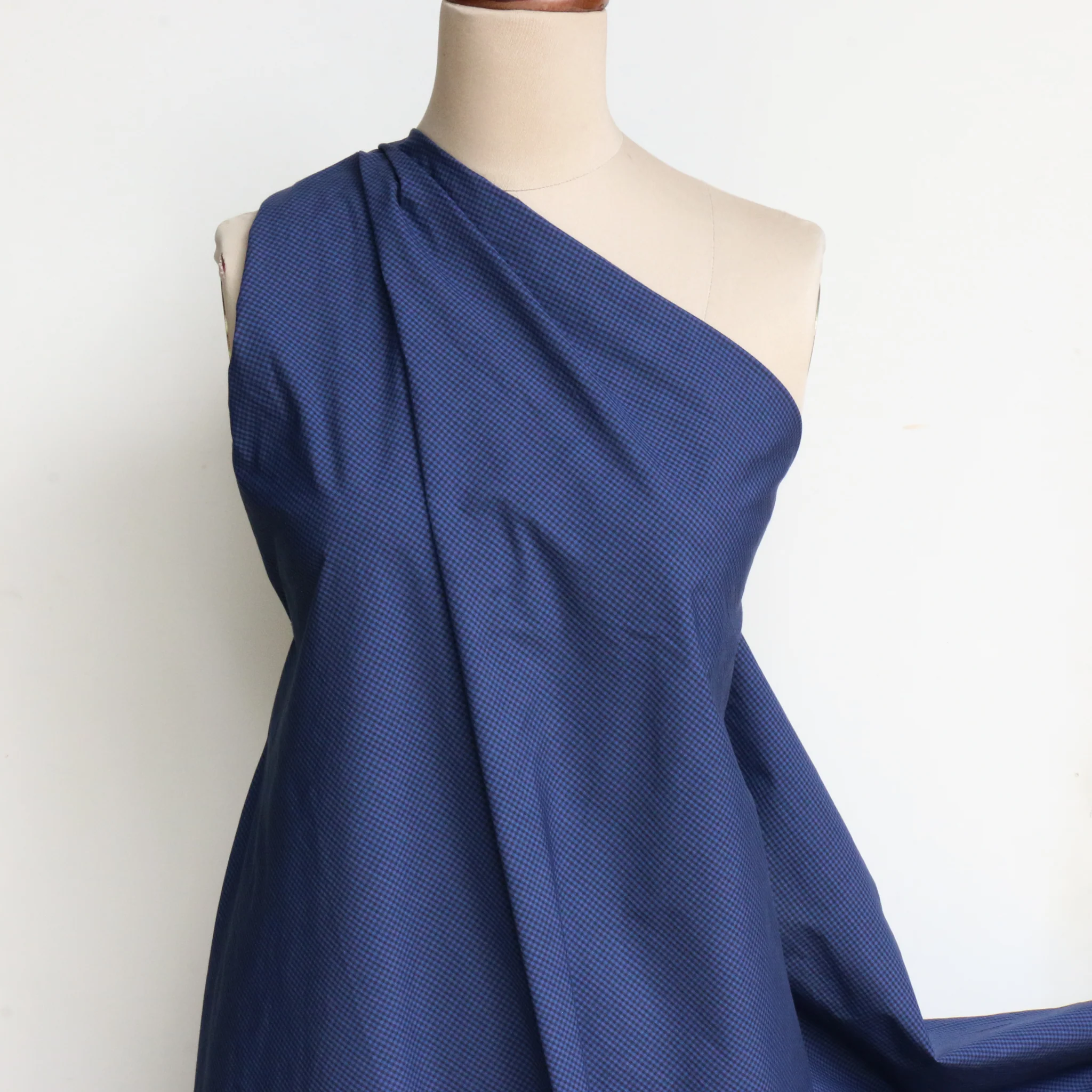 Nara Check Blu Poplin - Image 4