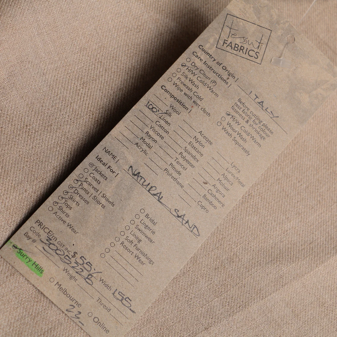 Natural Sand Linen Twill - Image 3