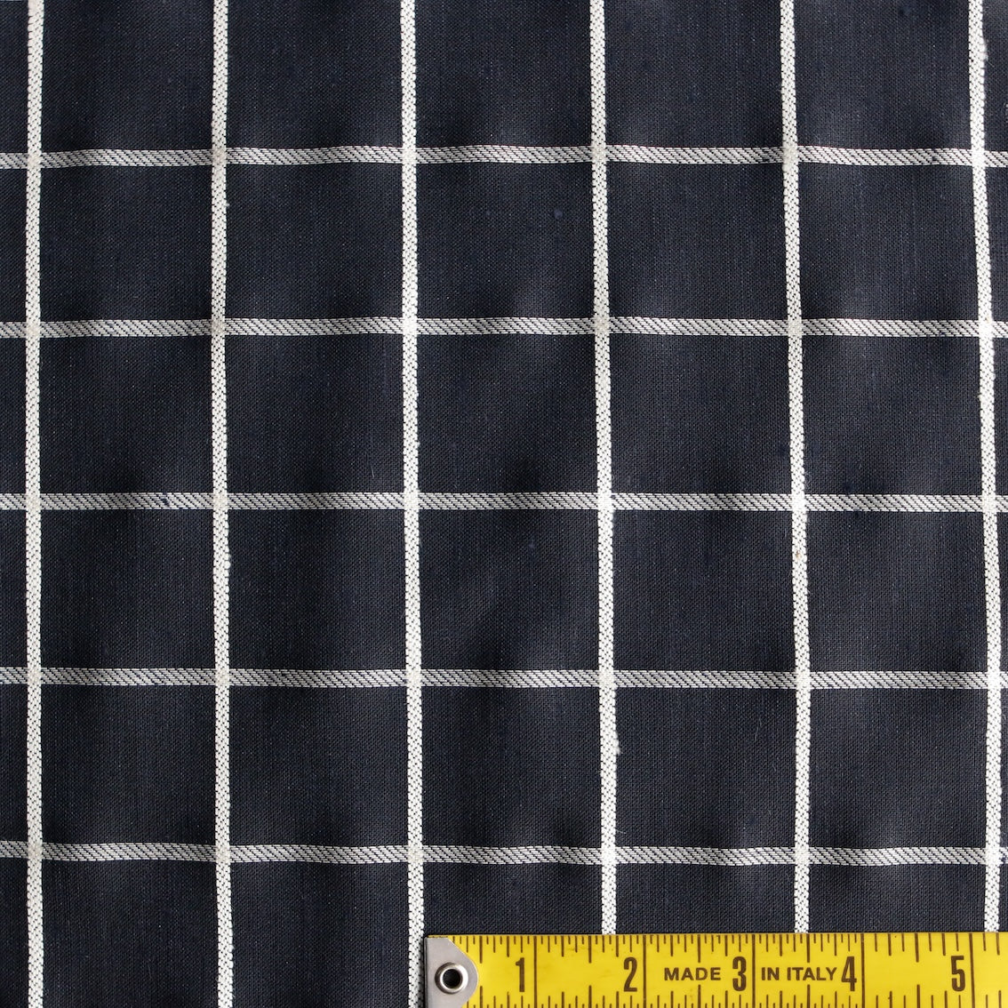 Navy Biella Check Cotton/Viscose/Linen - Image 3