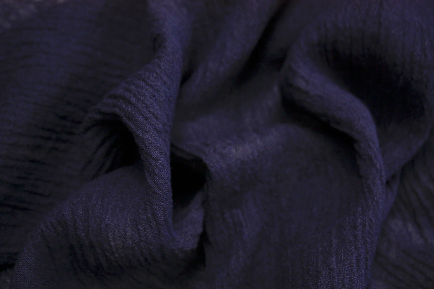 Navy Blue Crinkle Linen - Image 2