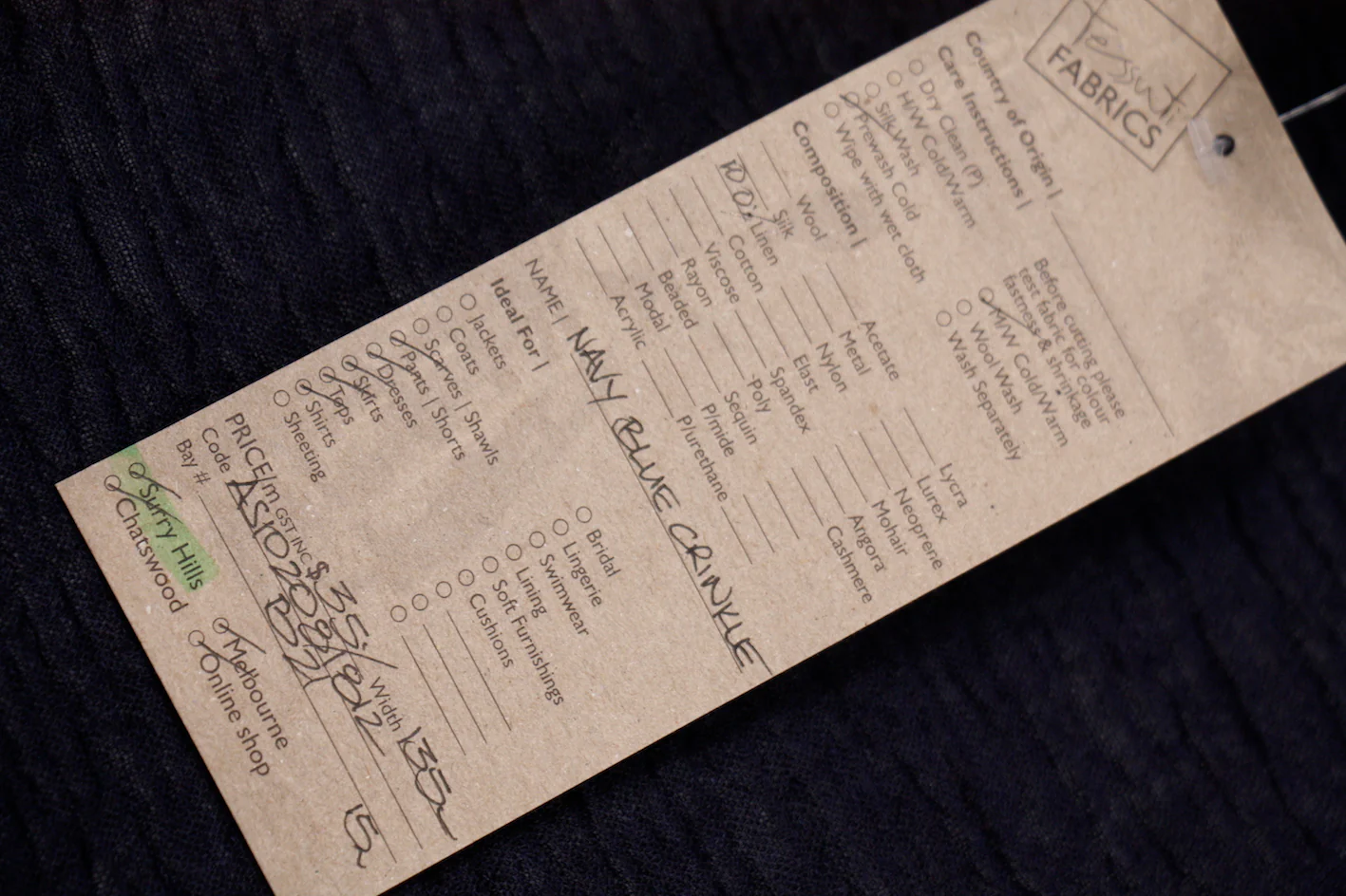 Navy Blue Crinkle Linen - Image 3