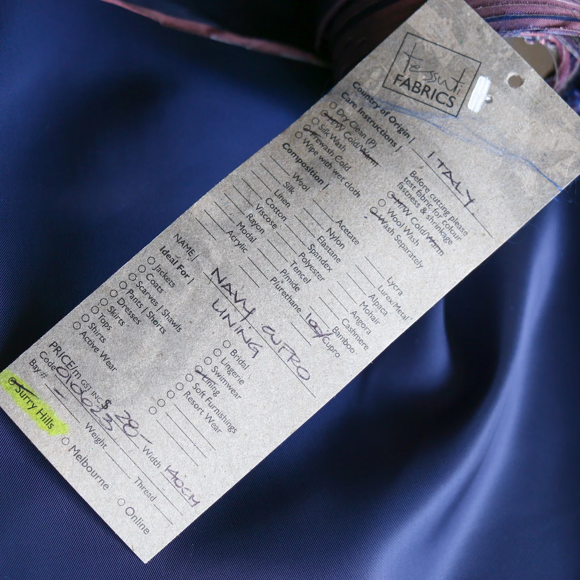 Navy Cupro Lining - Image 3