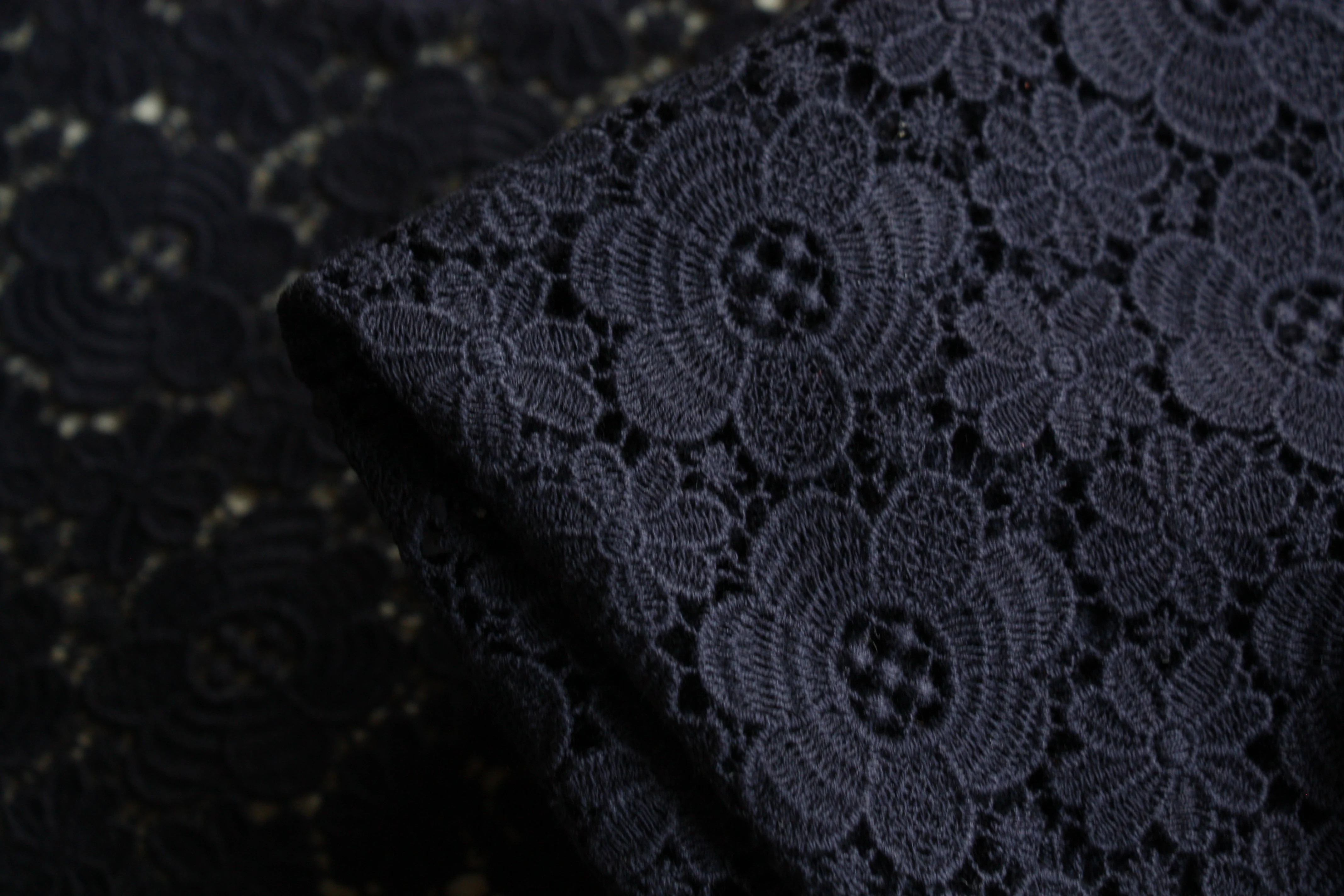 Navy Field Guipure Lace