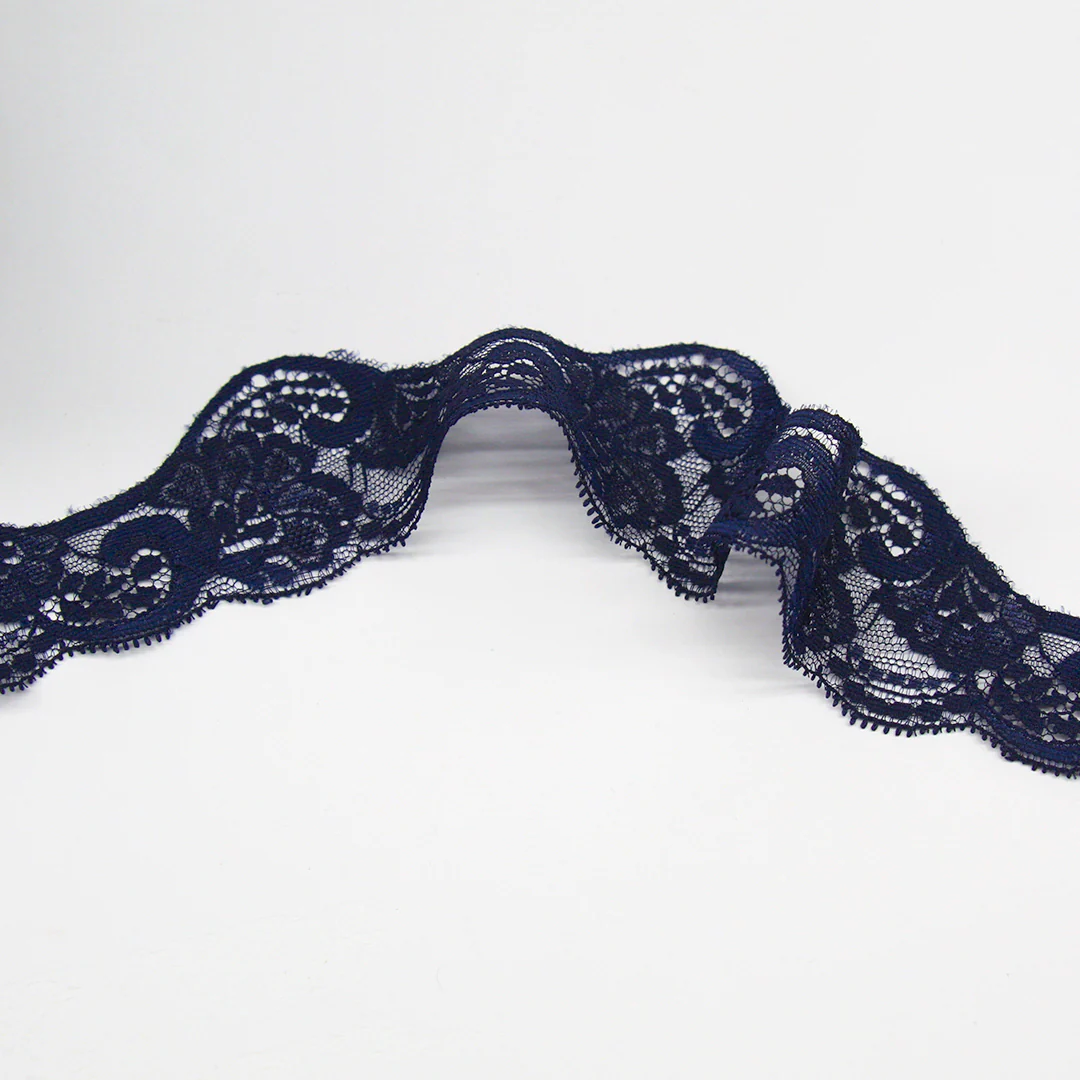 Navy Lace Trim