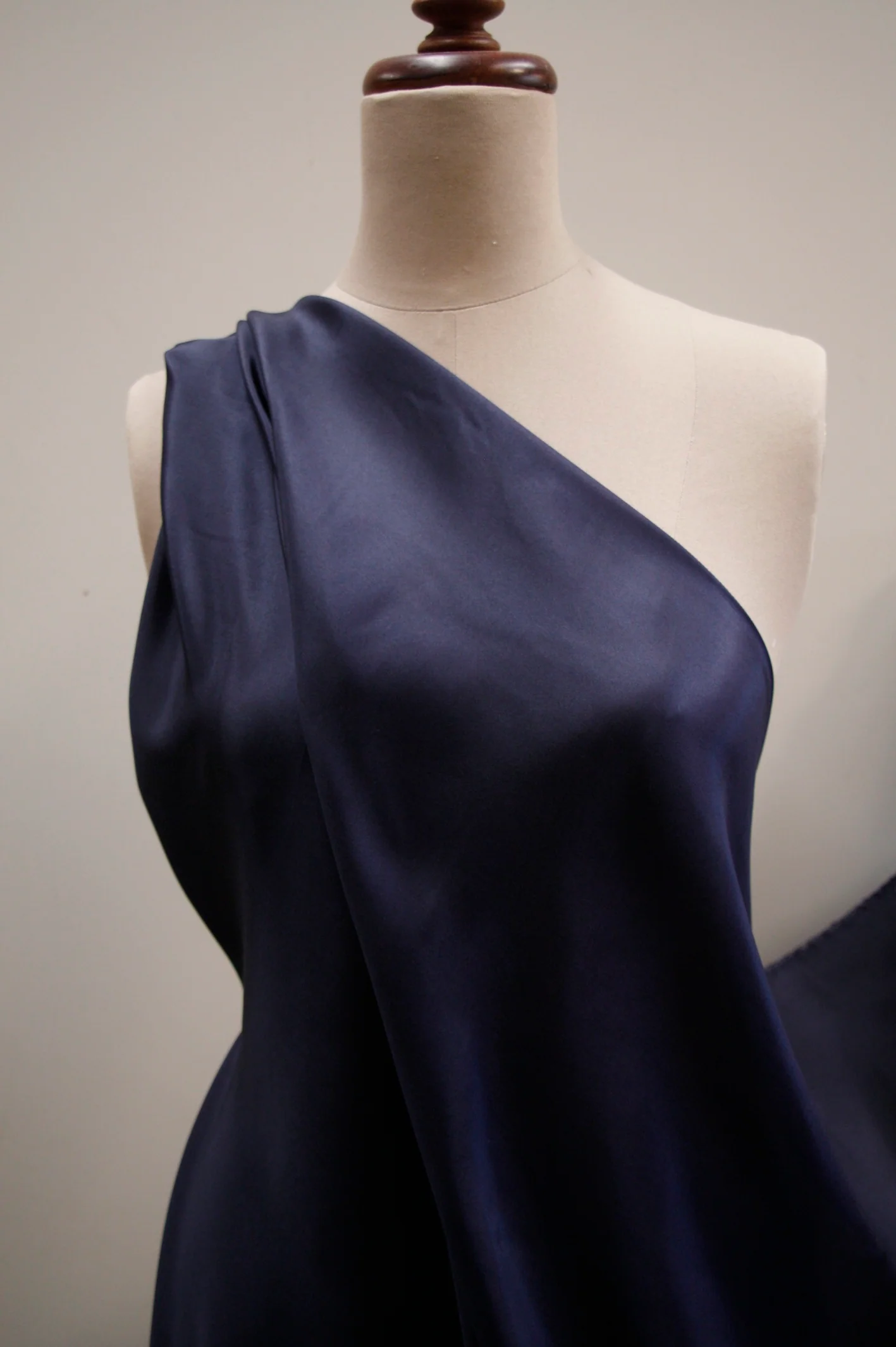 French Navy Silk Habutai - Image 2