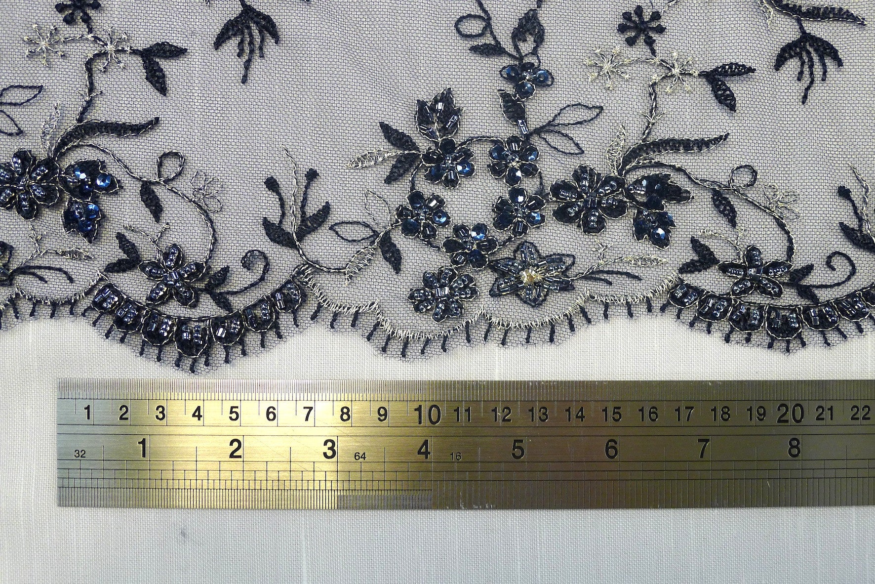 Navy Silver Embroidered Tulle - Image 2