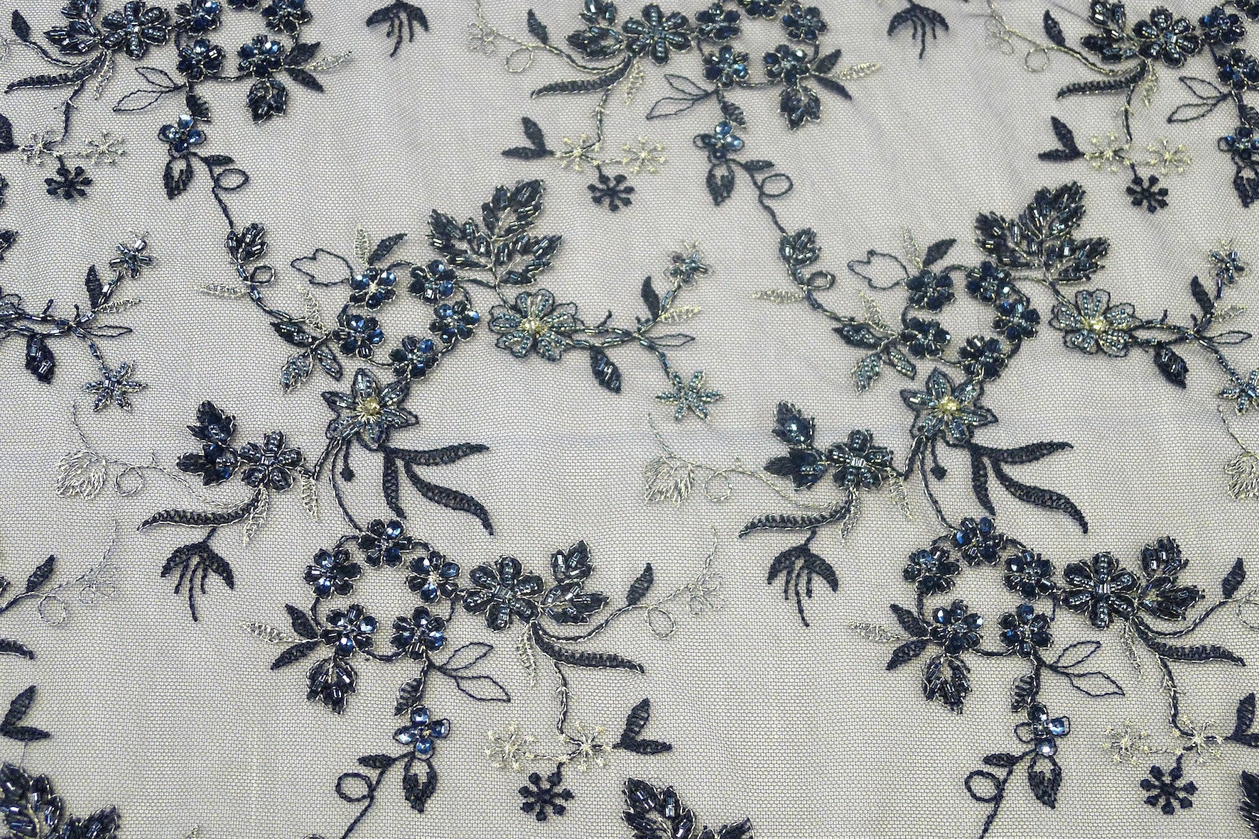 Navy Silver Embroidered Tulle - Image 3