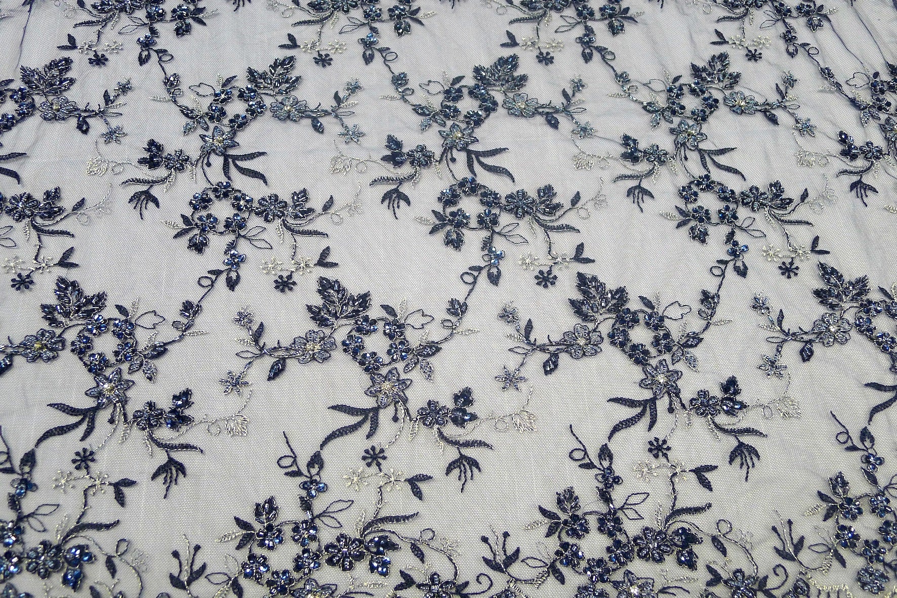 Navy Silver Embroidered Tulle - Image 4