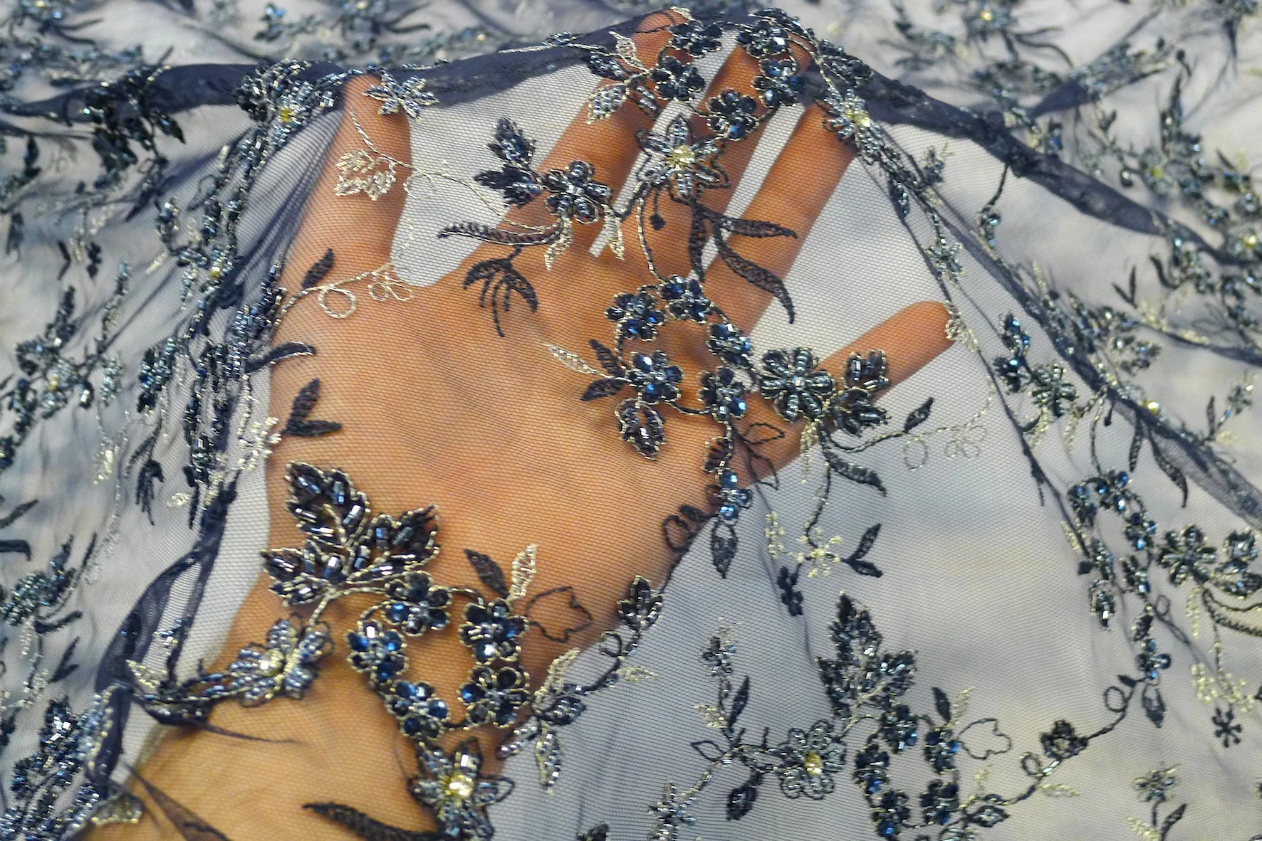 Navy Silver Embroidered Tulle - Image 5
