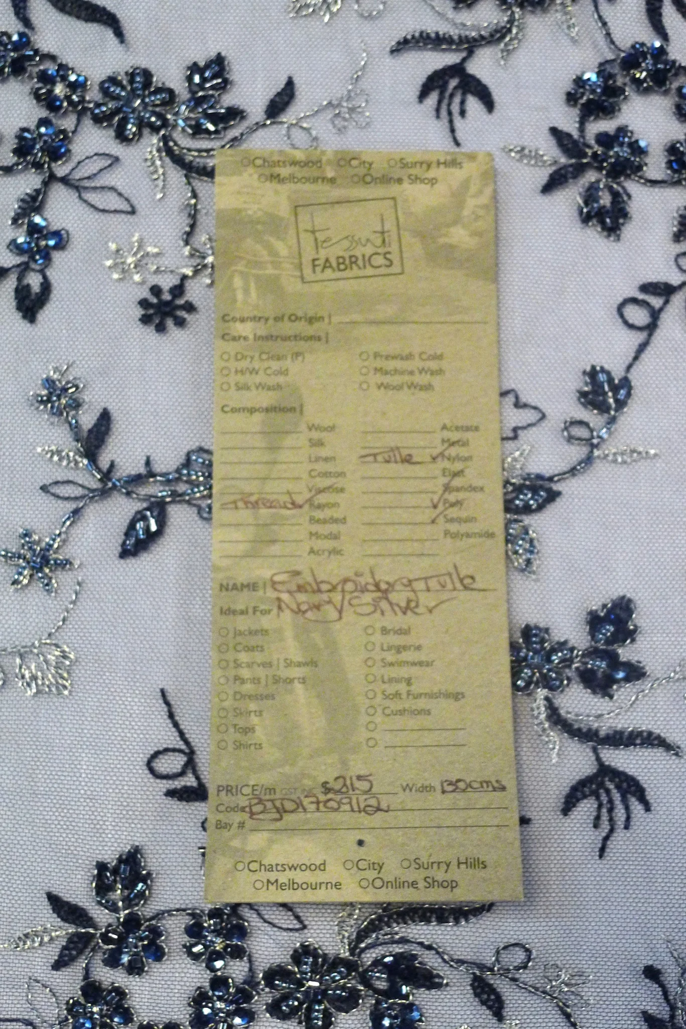 Navy Silver Embroidered Tulle - Image 7