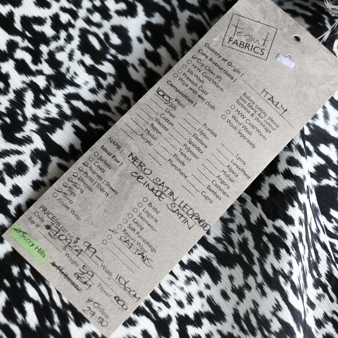 Nero Satin Leopard Crinkle Silk - Image 3