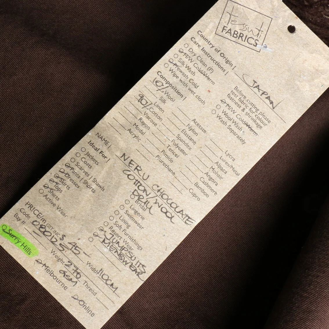 Neru Chocolate Cotton/Wool Drill - Image 3