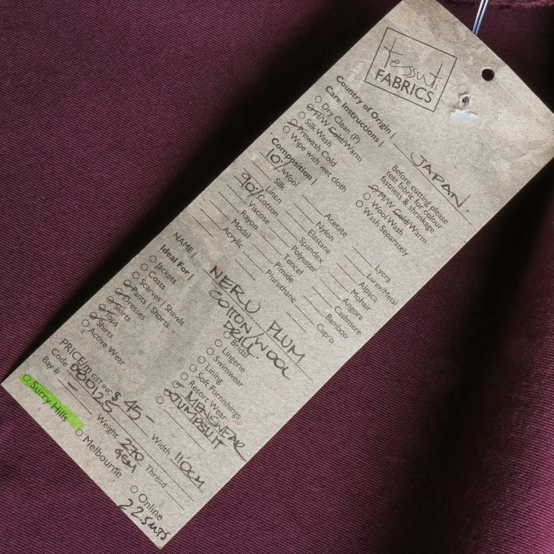 Neru Plum Cotton/Wool Drill - Image 3
