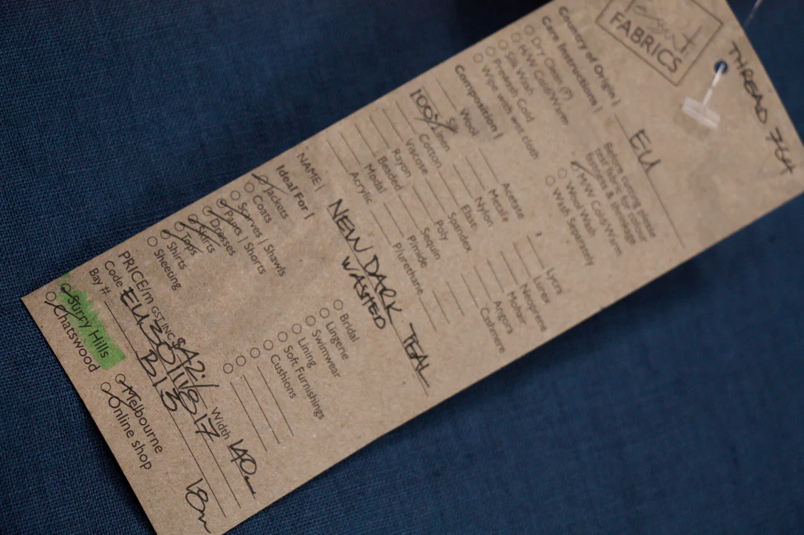 New Dark Teal Washed Linen - Image 3