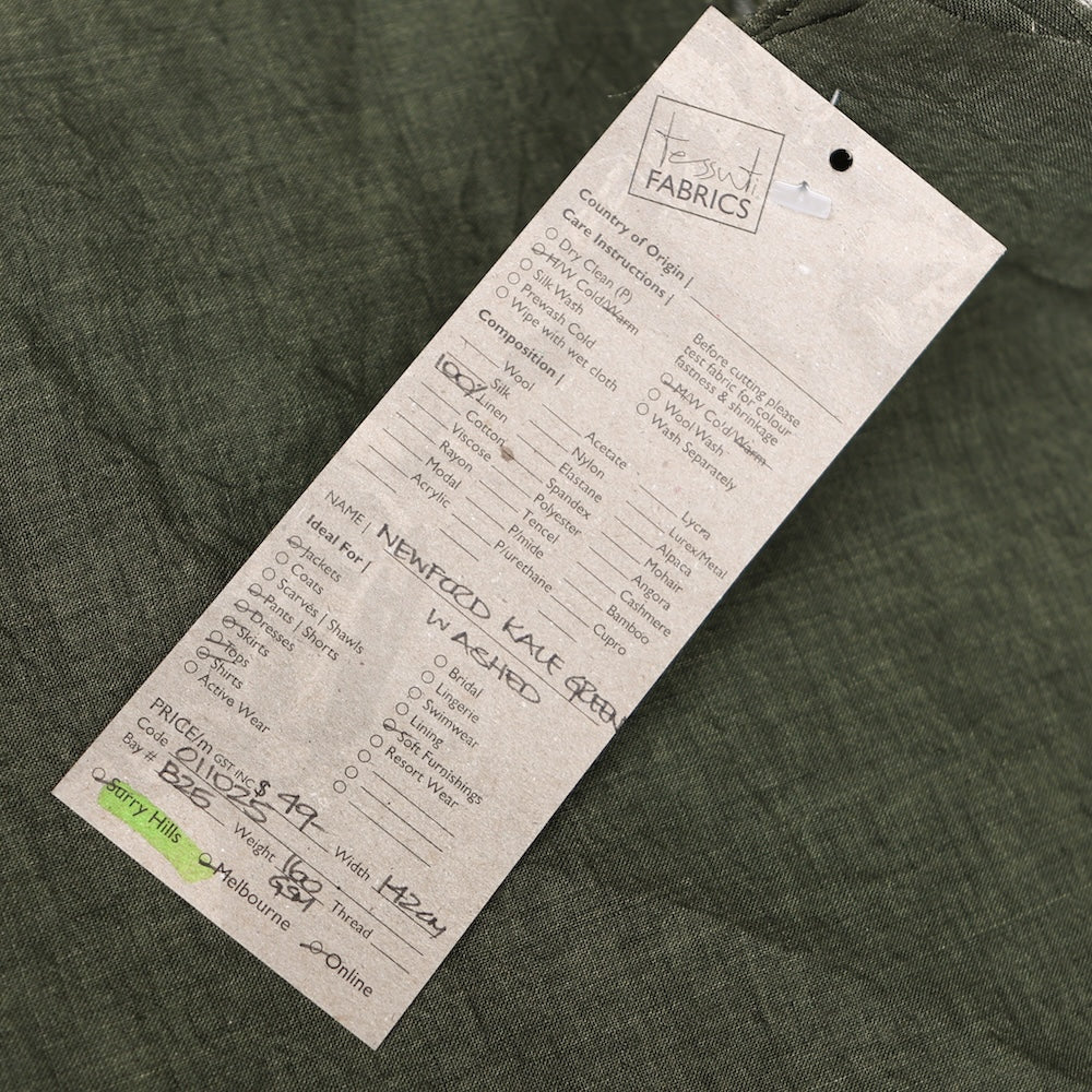 Newford Kale Green Washed Linen - Image 3