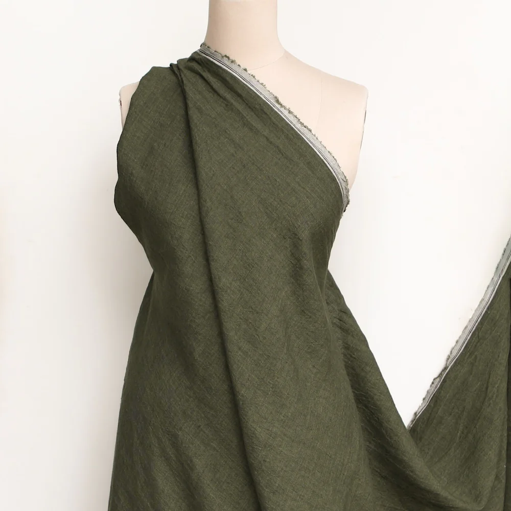 Newford Kale Green Washed Linen - Image 4