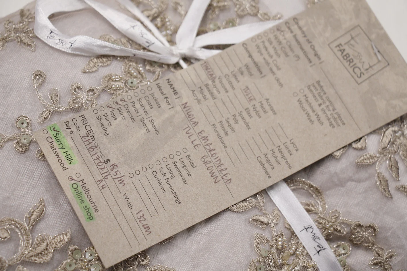 Nicola Embroidered Tulle - Gold Brown - Image 2