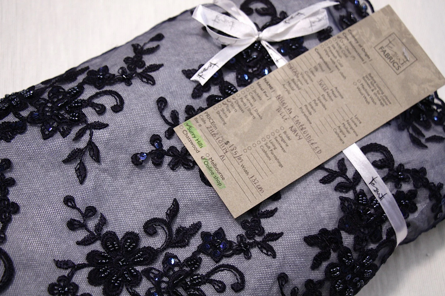 Nicola Embroidered Tulle - Navy - Image 2