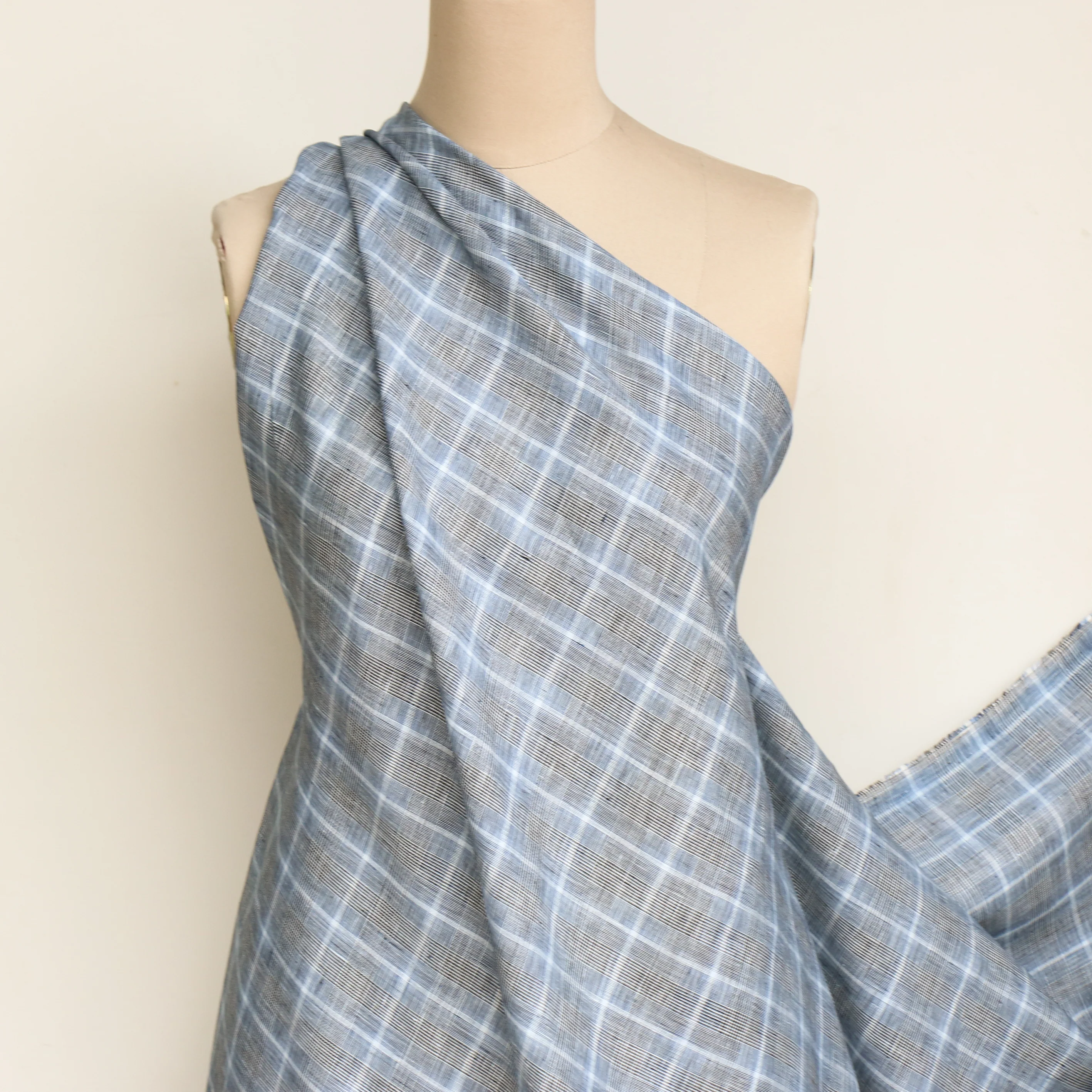 Nieve Check Linen - Nero/Blu - Image 5