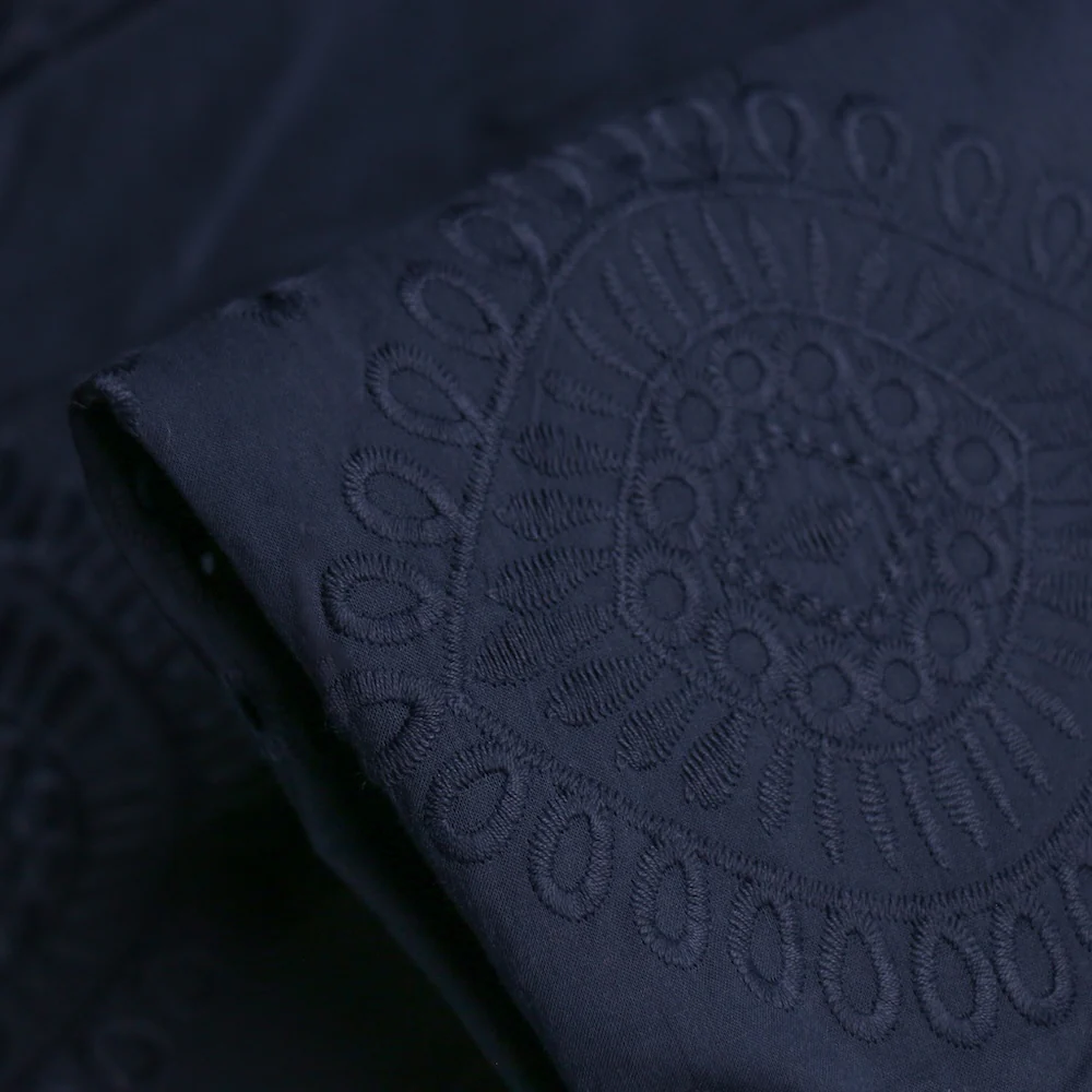Noto Navy Embroidered Border