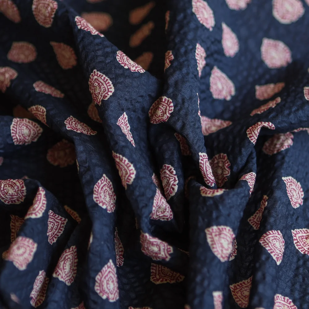 Oki Motif Navy Seersucker - Image 2