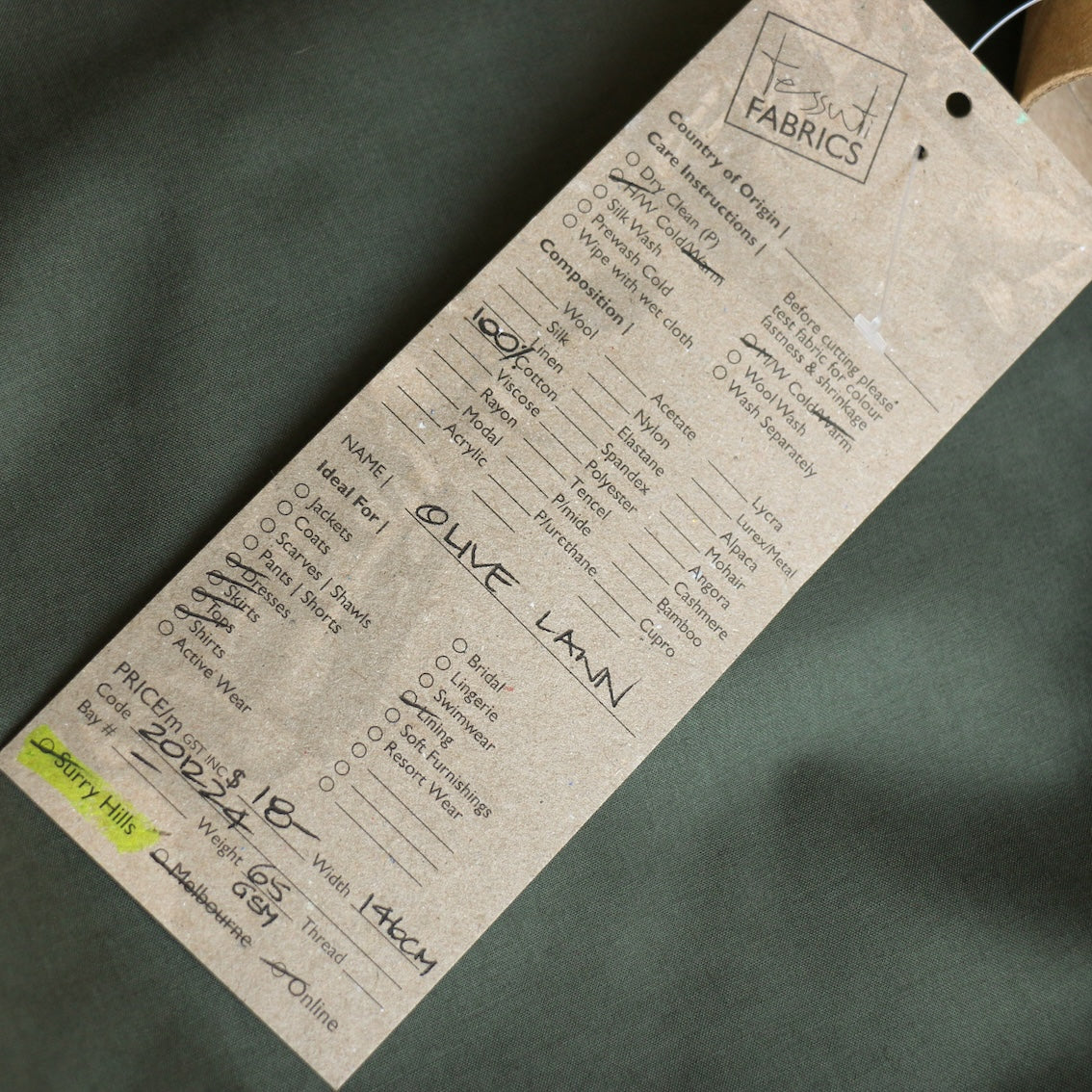 Olive Cotton Lawn/Voile - Image 3