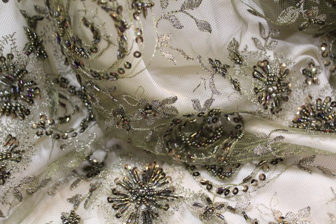 Olive Embroidered Tulle - Image 3