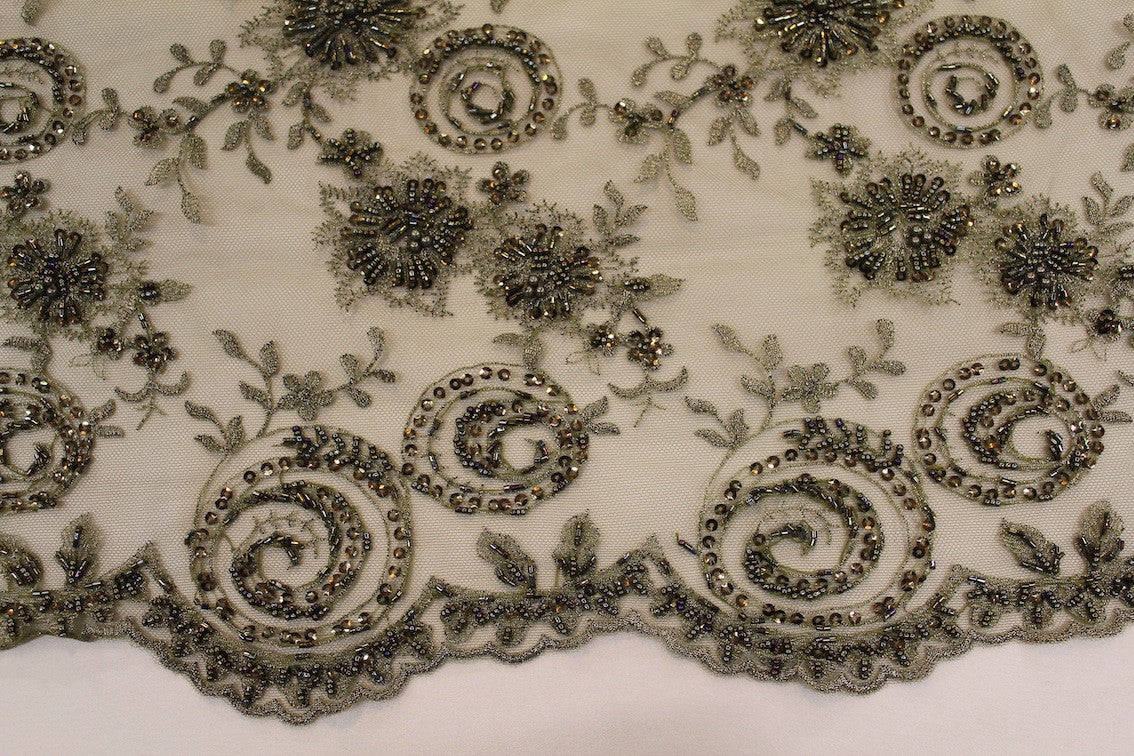 Olive Embroidered Tulle - Image 6