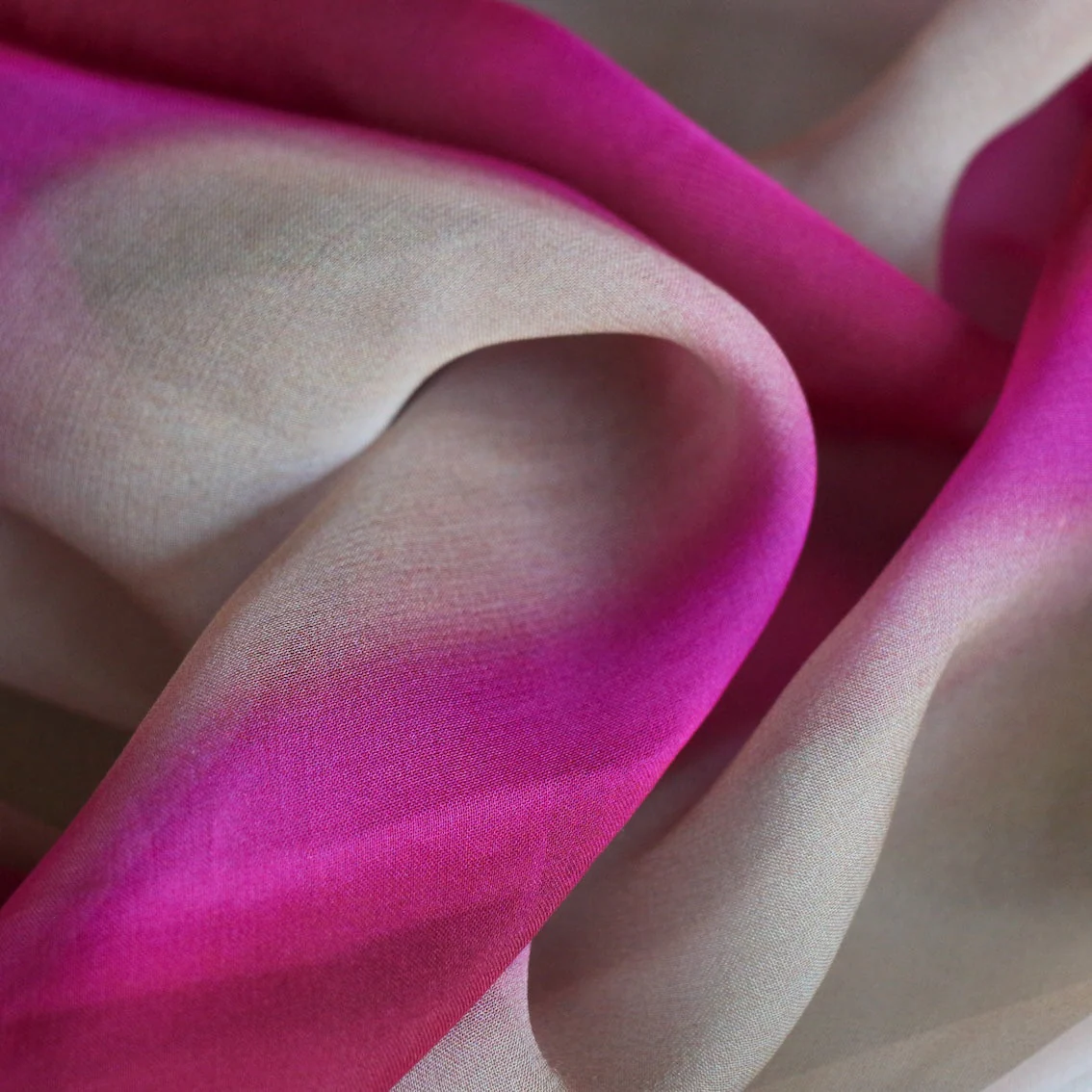 Ombre Check Fuchsia Silk Georgette - Image 2