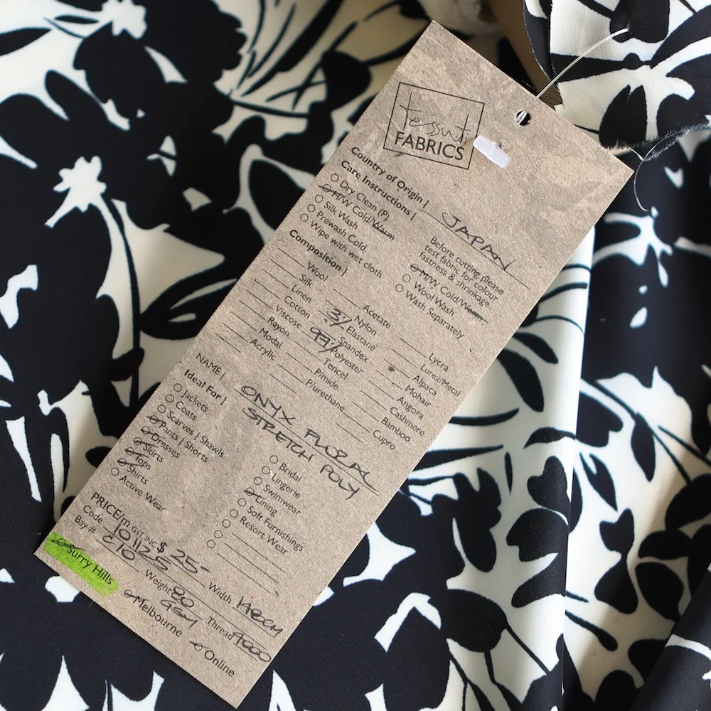 Onyx Floral Stretch Technical Polyester - Image 4