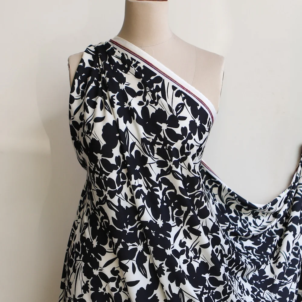 Onyx Floral Stretch Technical Polyester - Image 5