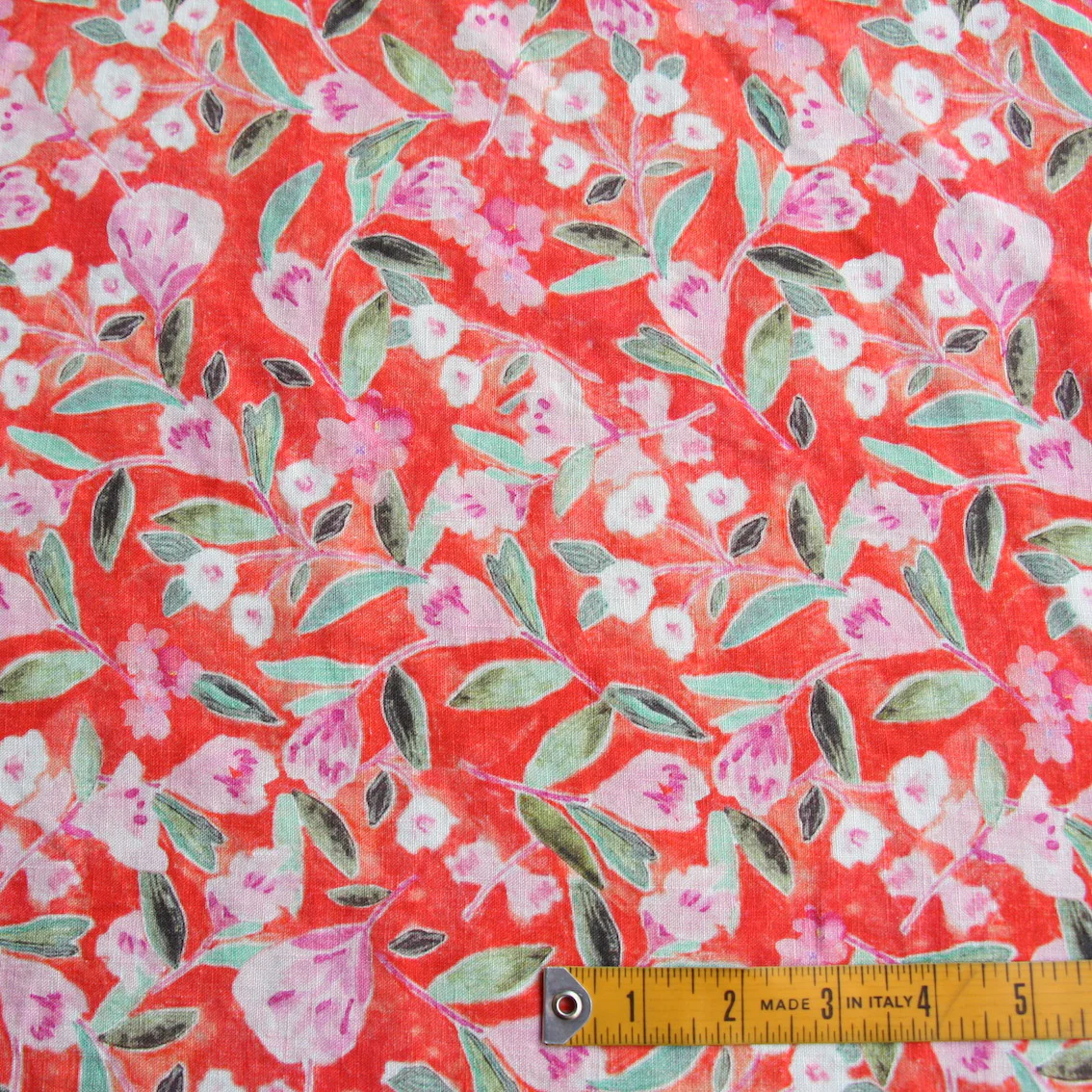 Orange St Blossom Washed Printed Linen - Image 3