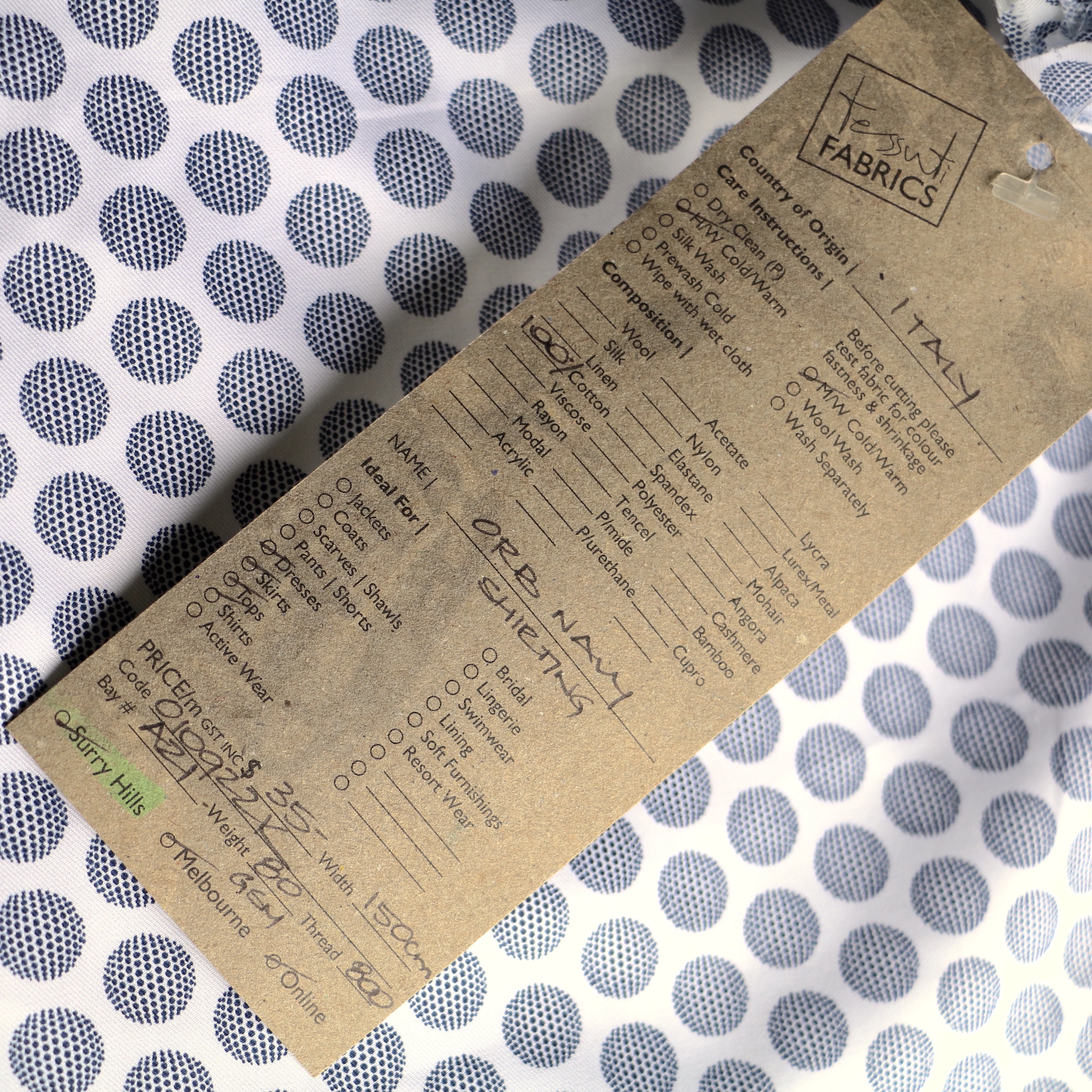 Orb Navy Cotton Shirting - Image 3