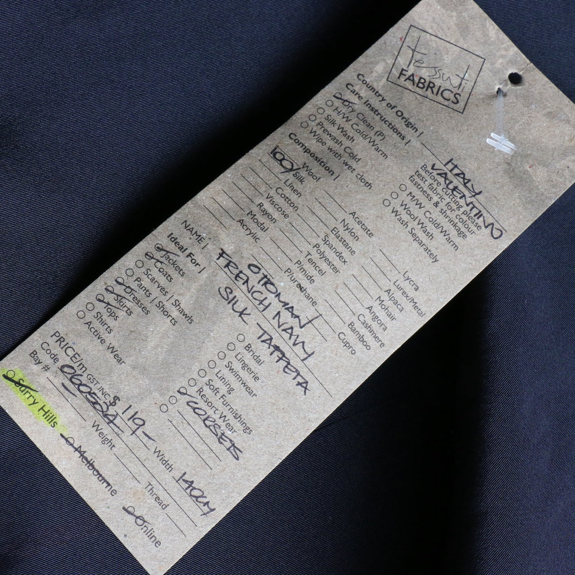 Ottoman French Navy Silk Taffeta - Image 3