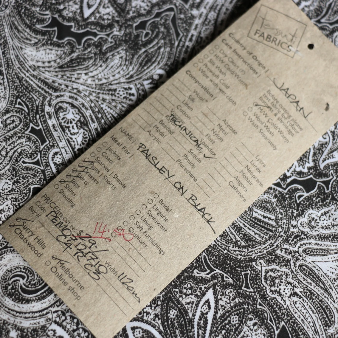 Paisley On Black Technical Polyester - Image 4