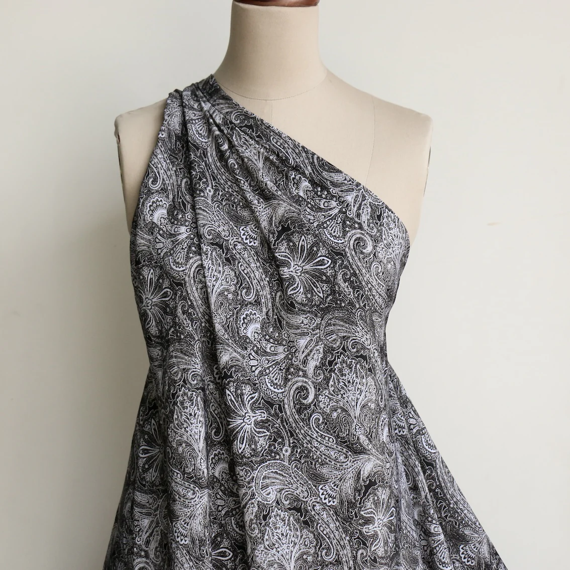 Paisley On Black Technical Polyester - Image 5