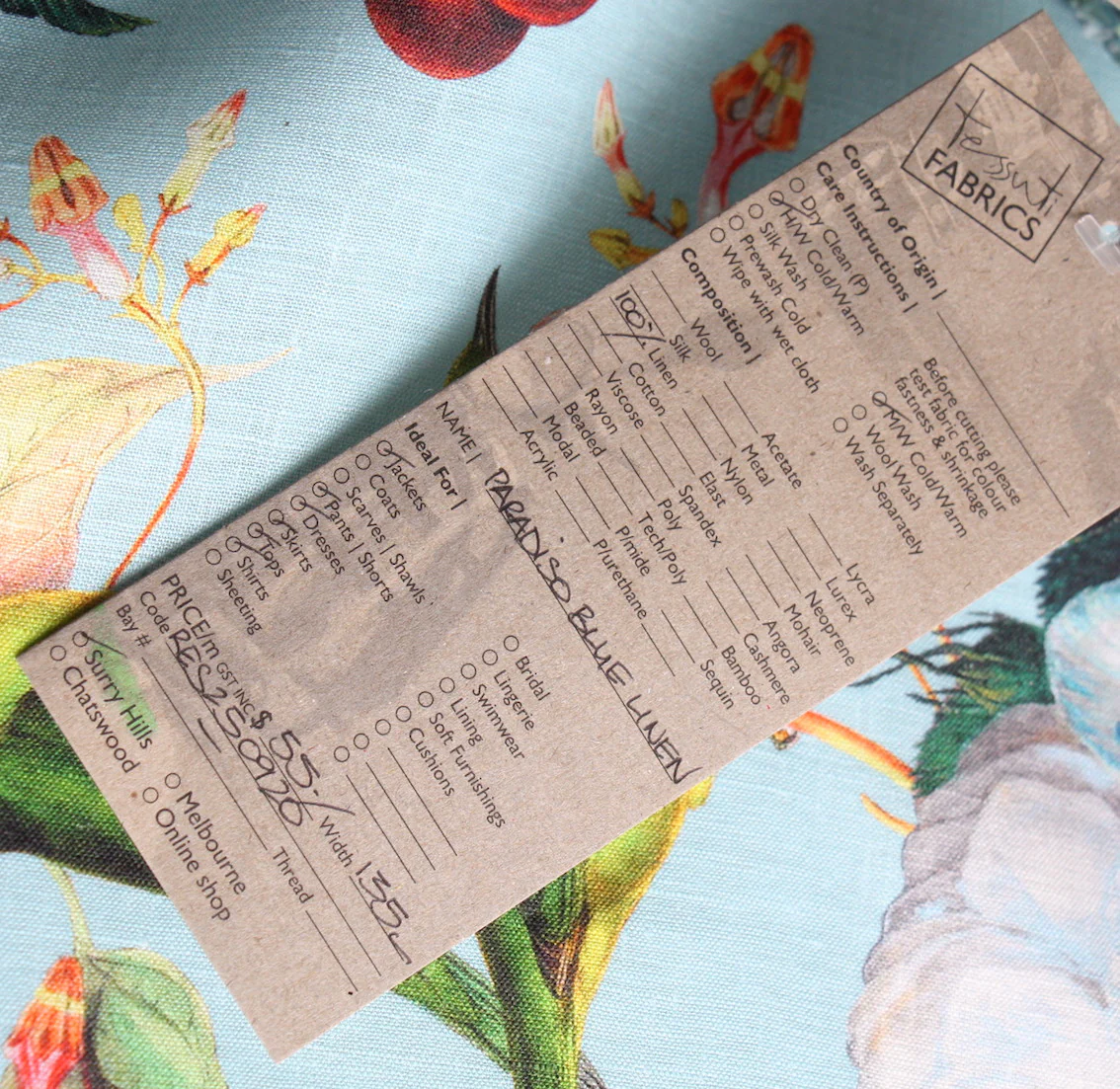 Paradiso Blue Printed Linen - Image 4